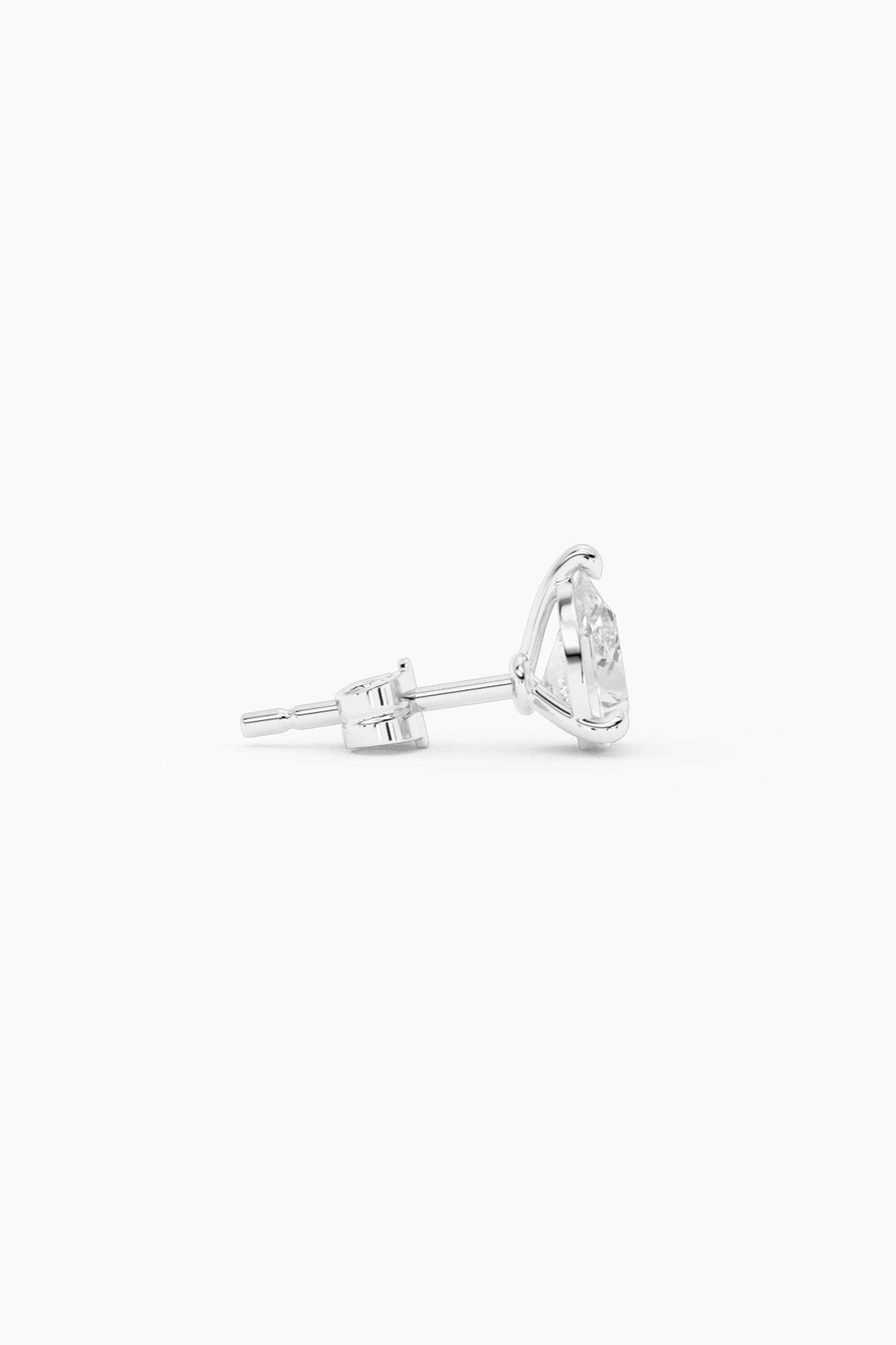 Pear Diamond Ear Stud - Silver