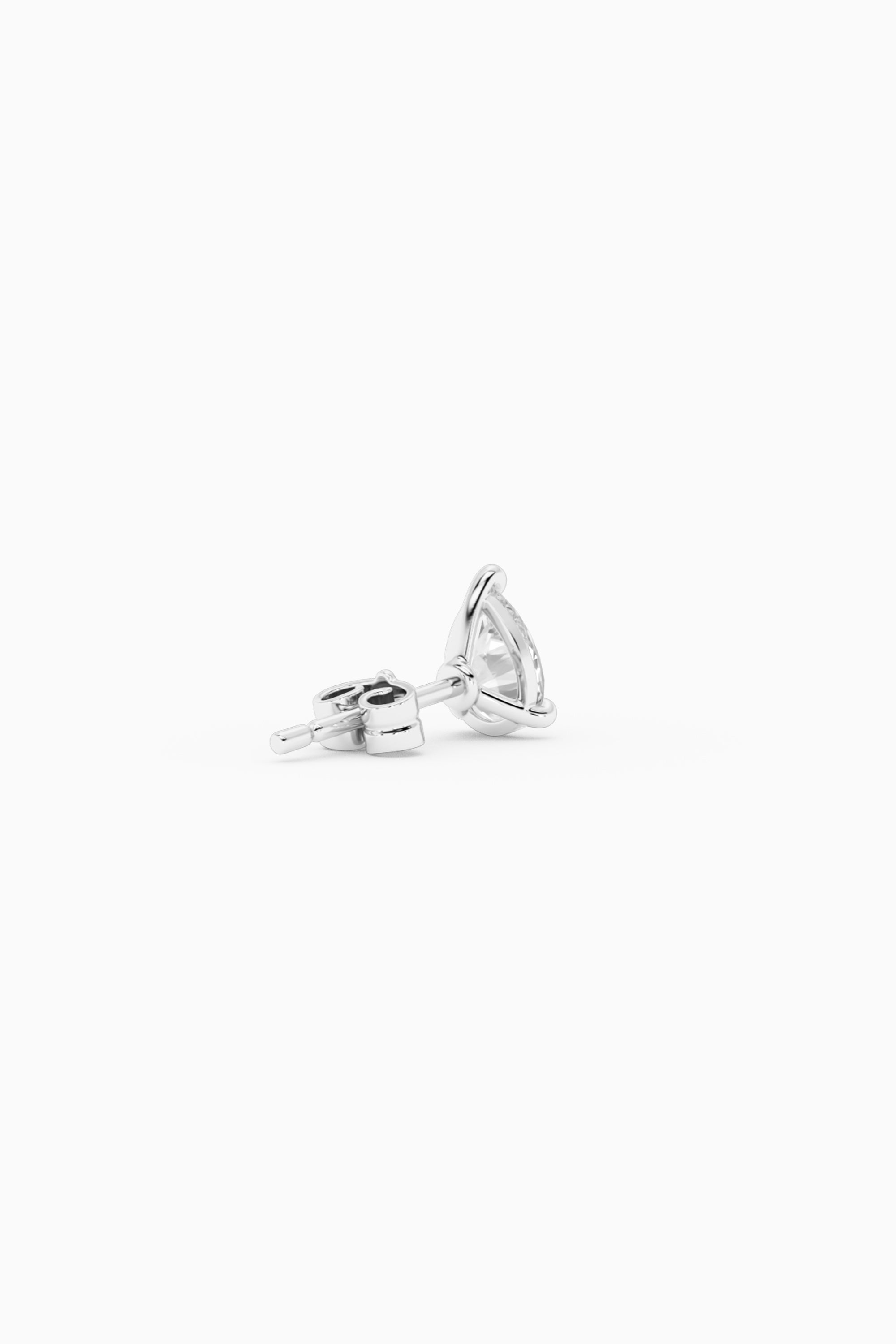 Pear Diamond Ear Stud - Silver
