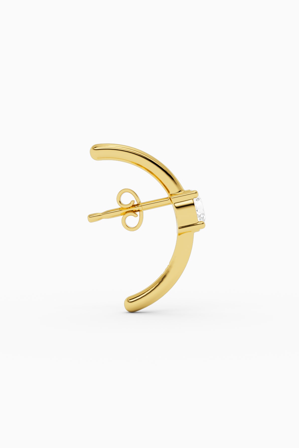 Solitaire Hug Ear Stud - Gold