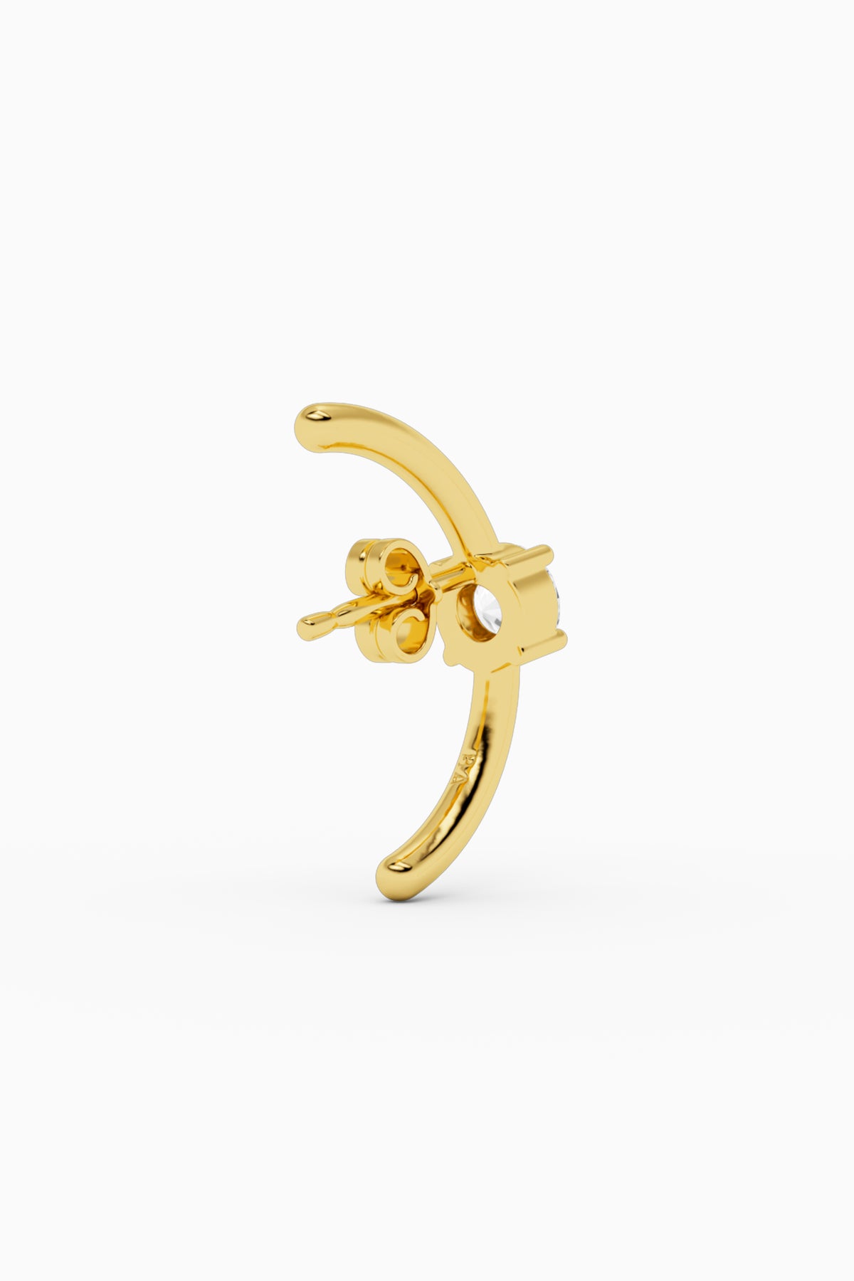 Solitaire Hug Ear Stud - Gold