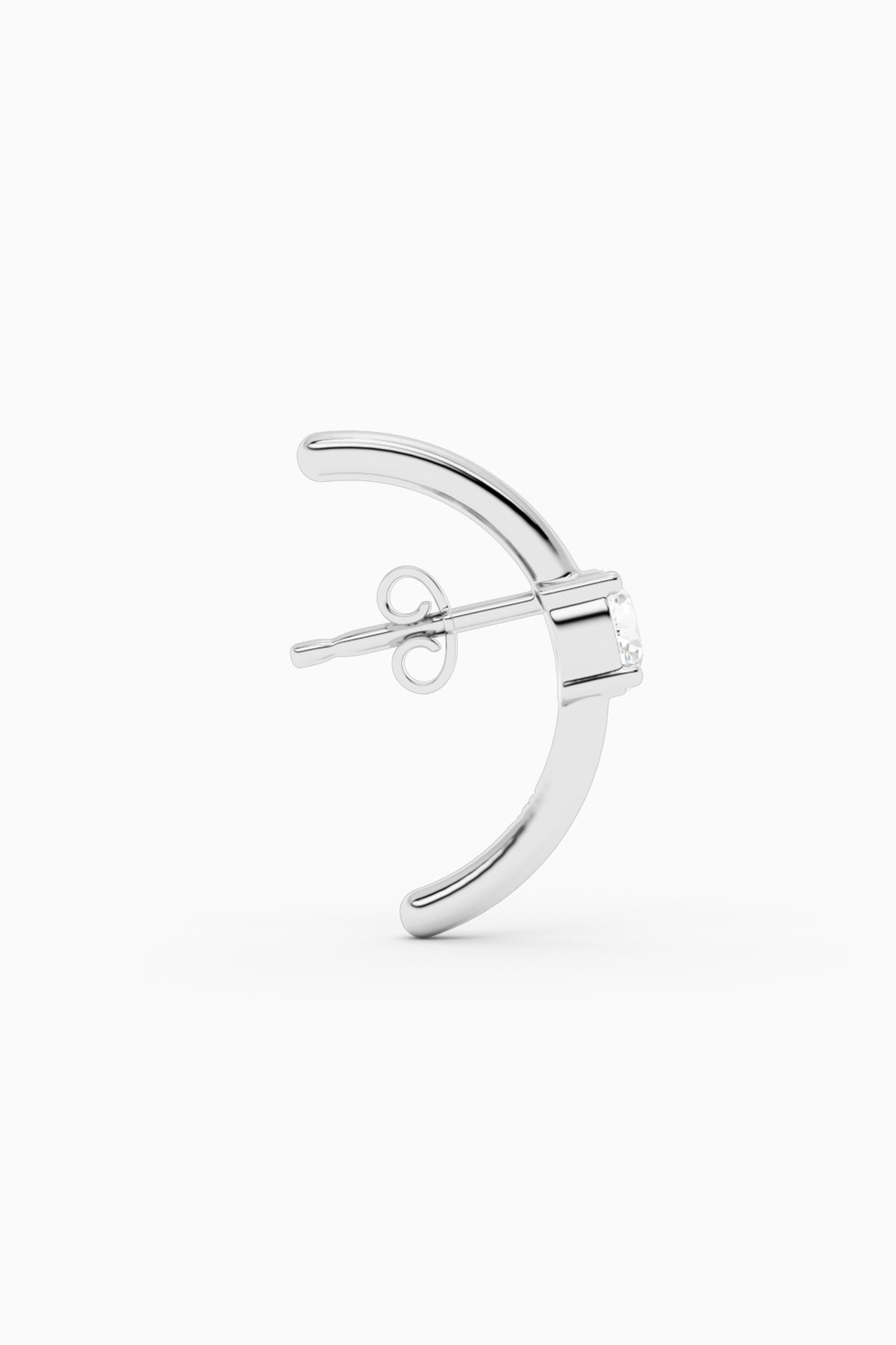 Solitaire Hug Ear Stud - Silver