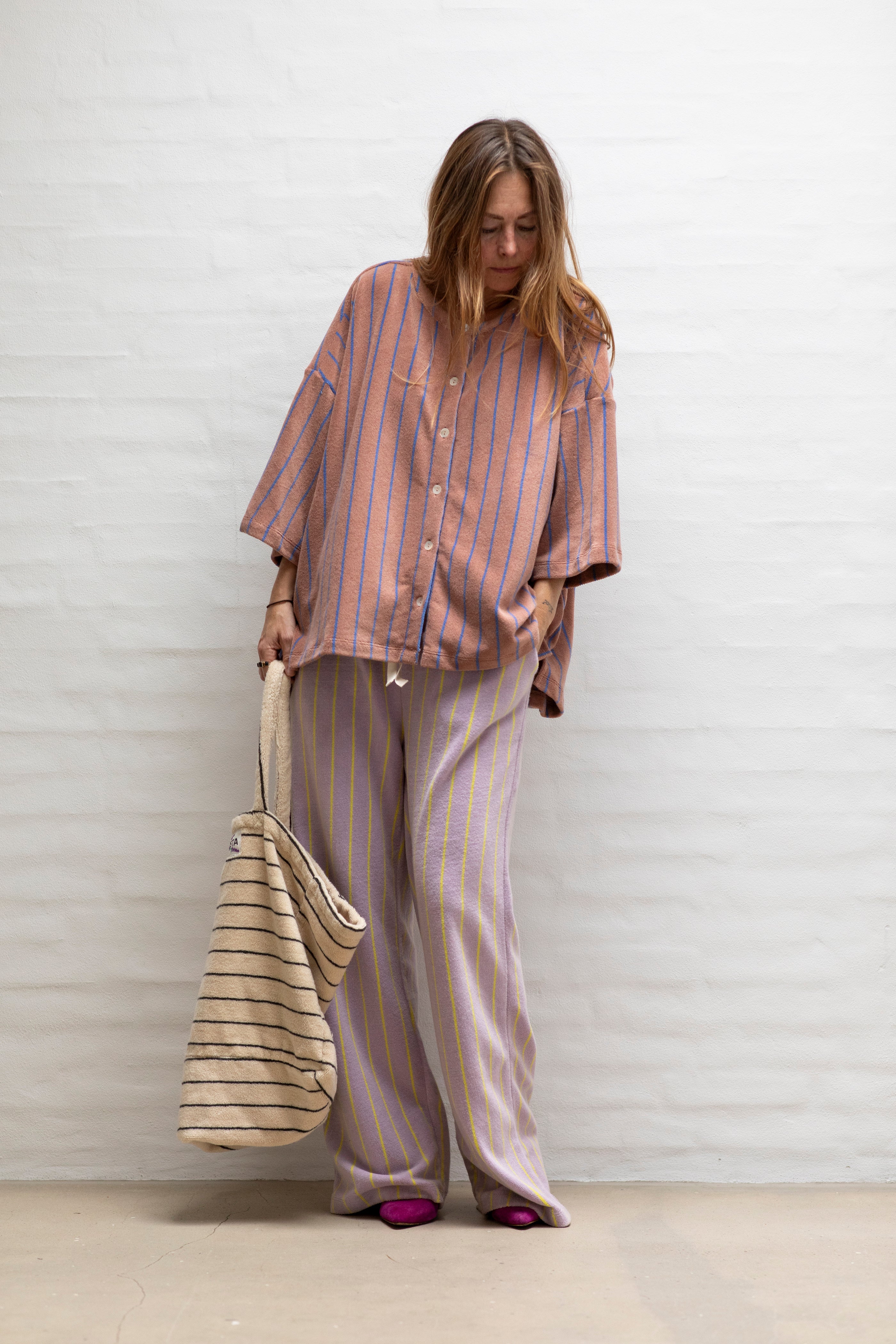  Naram Oversized Shirt - Camel & Ultramarine - RUM Amsterdam