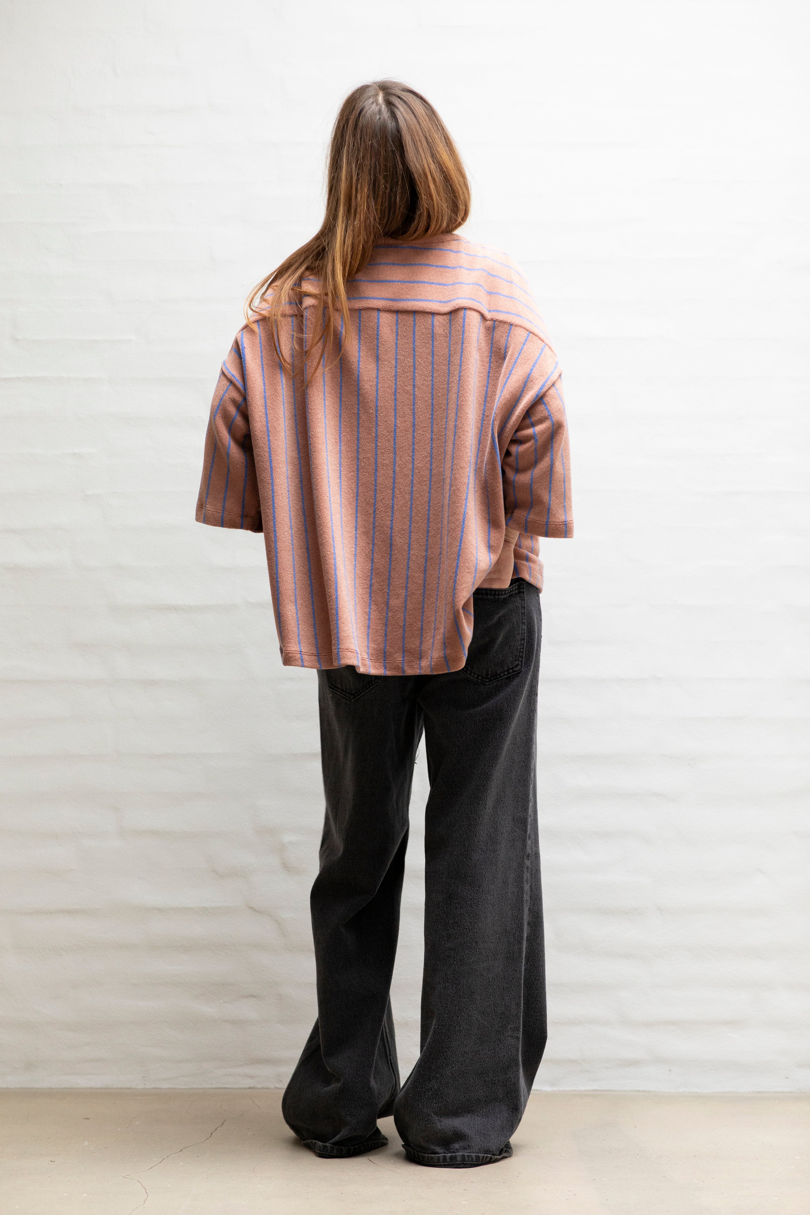  Naram Oversized Shirt - Camel & Ultramarine - RUM Amsterdam