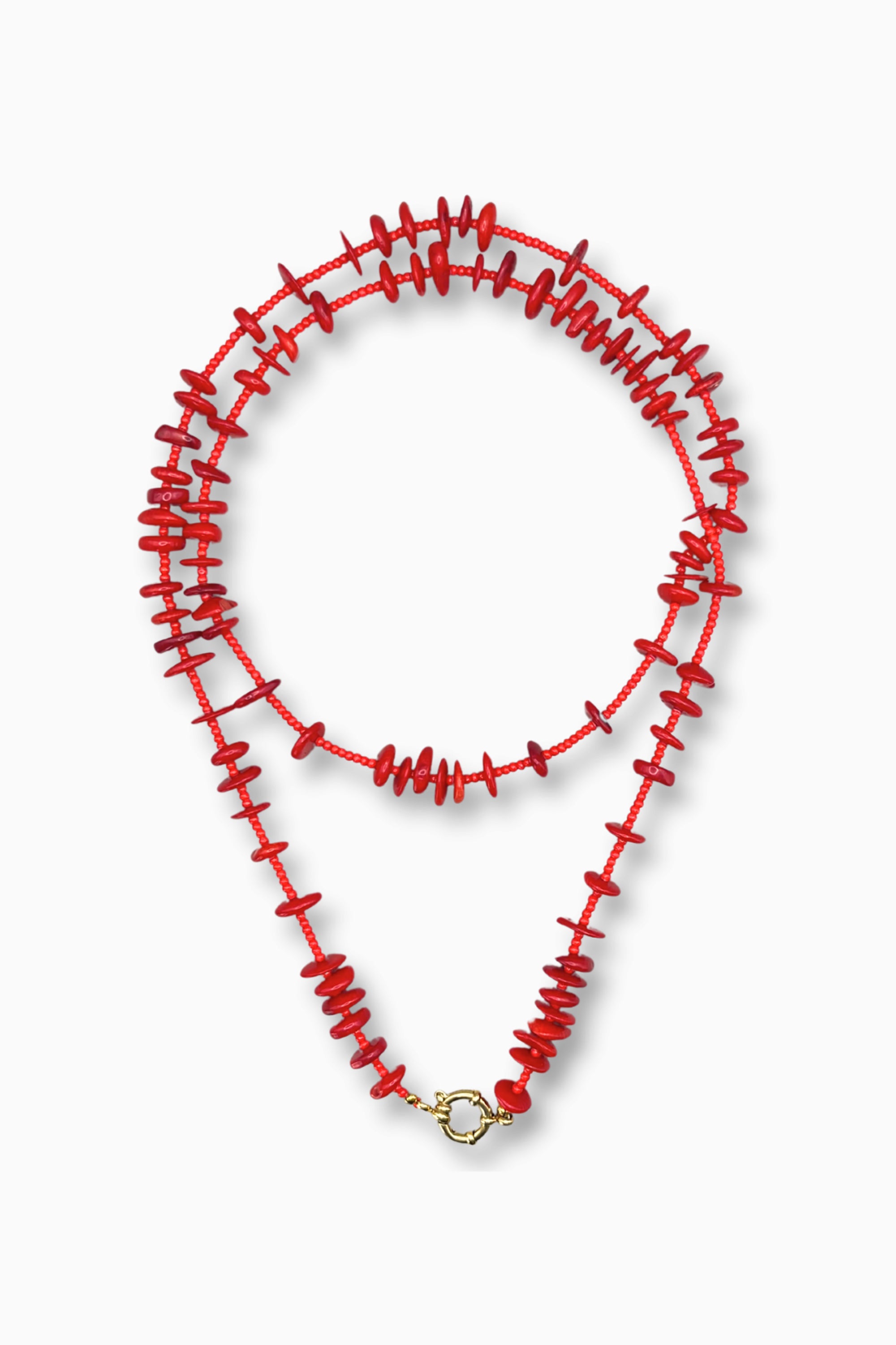 Beads Shell Necklace - Red
