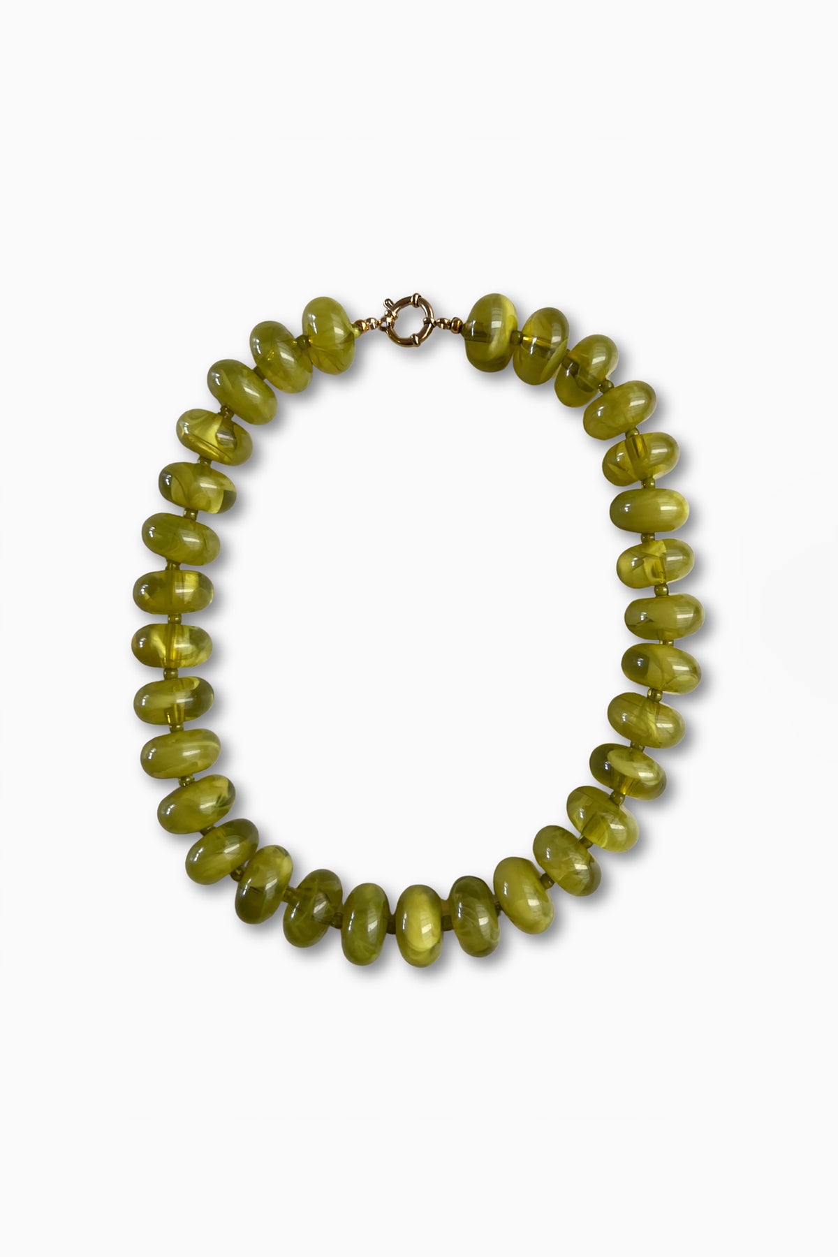 Chunky Bead Necklace - Olive Green