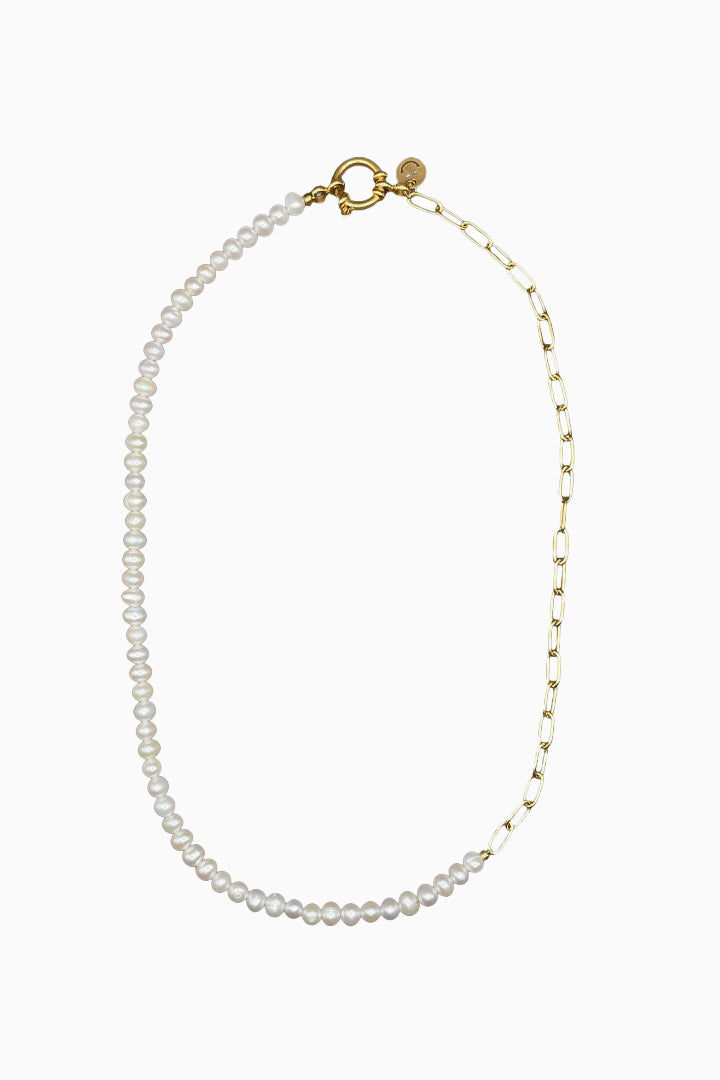 Flint Gold Necklace - White