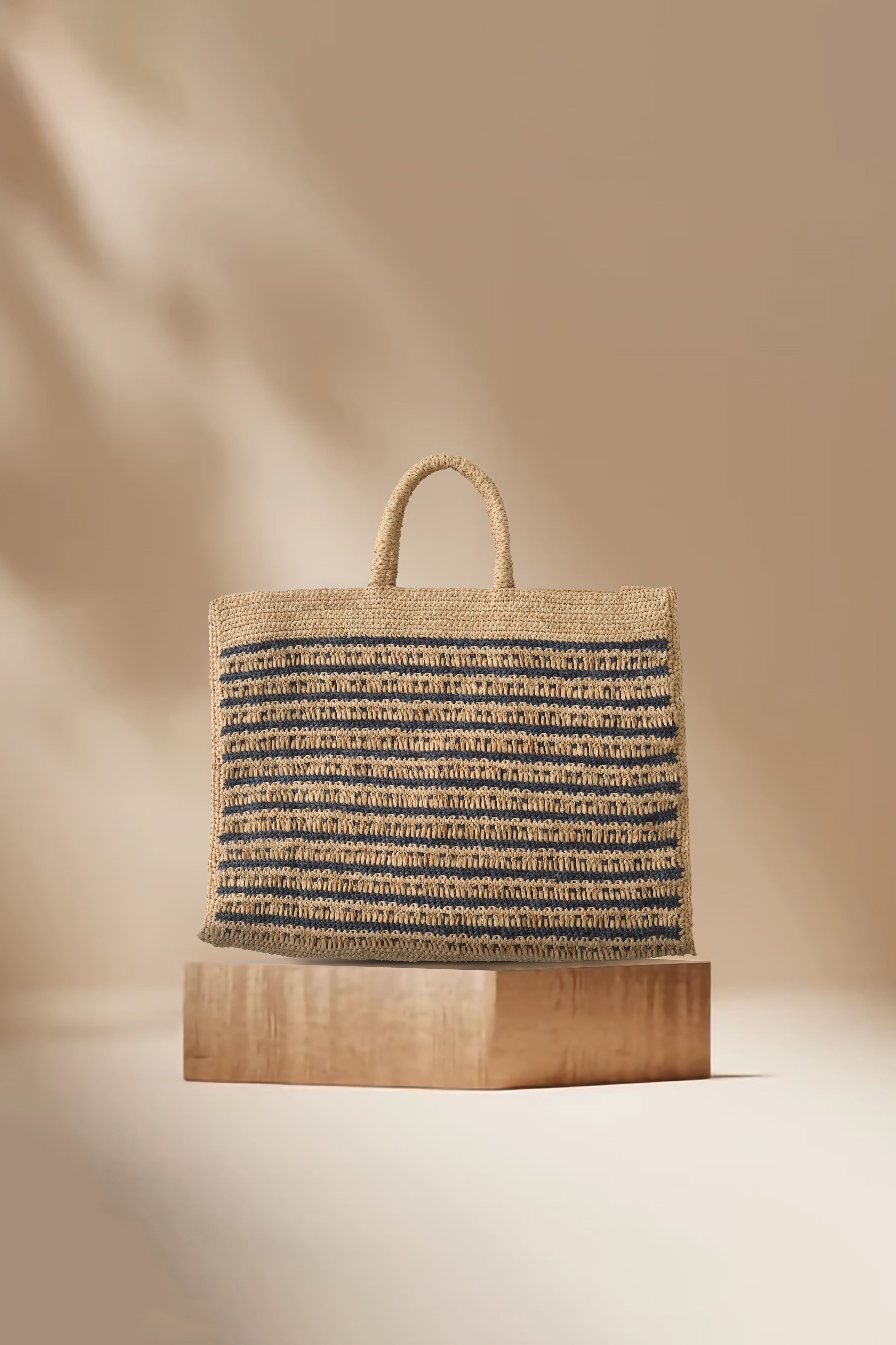 Athira Raffia Bag - Grey, Natural