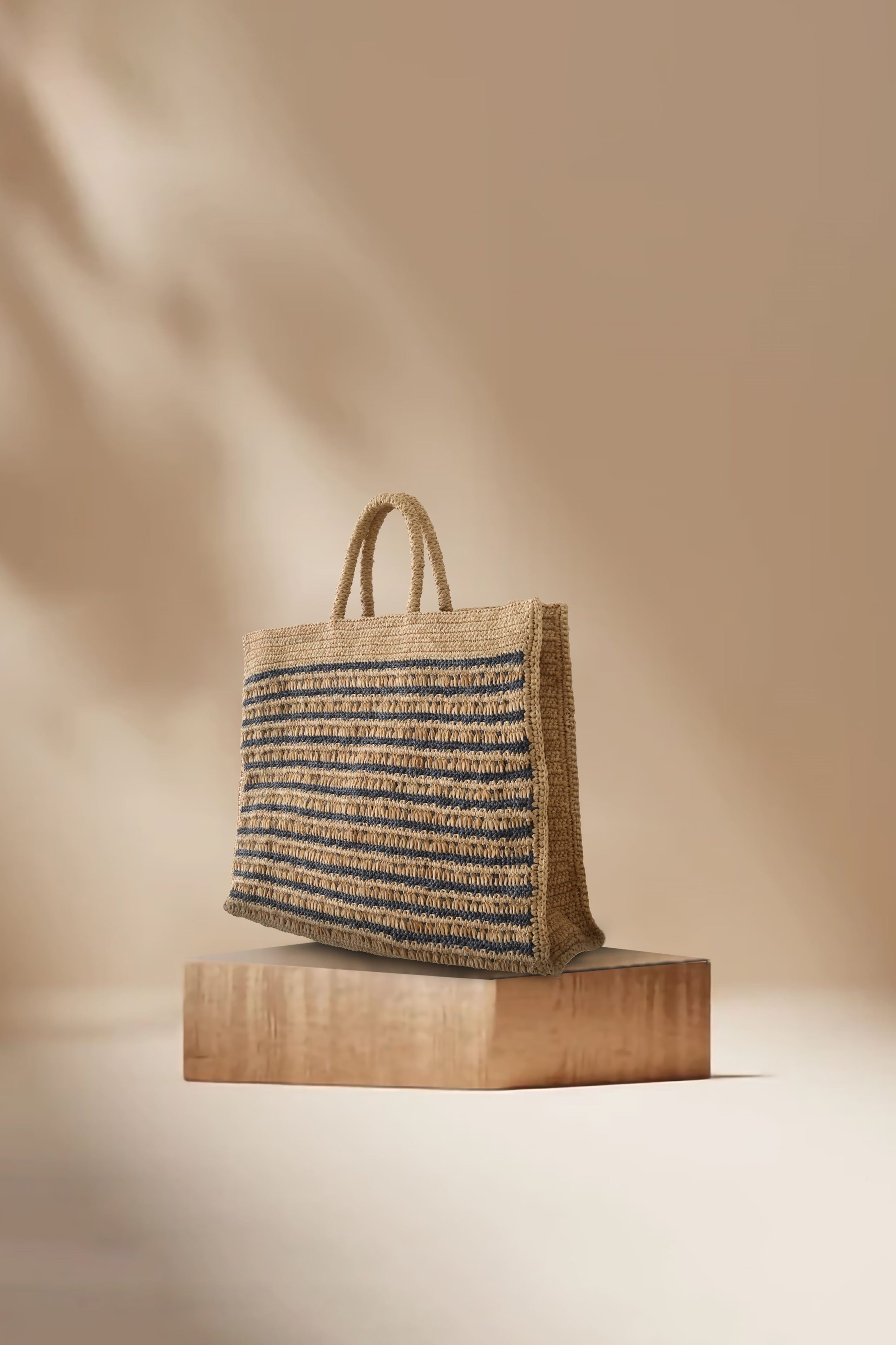 Athira Raffia Bag - Grey, Natural