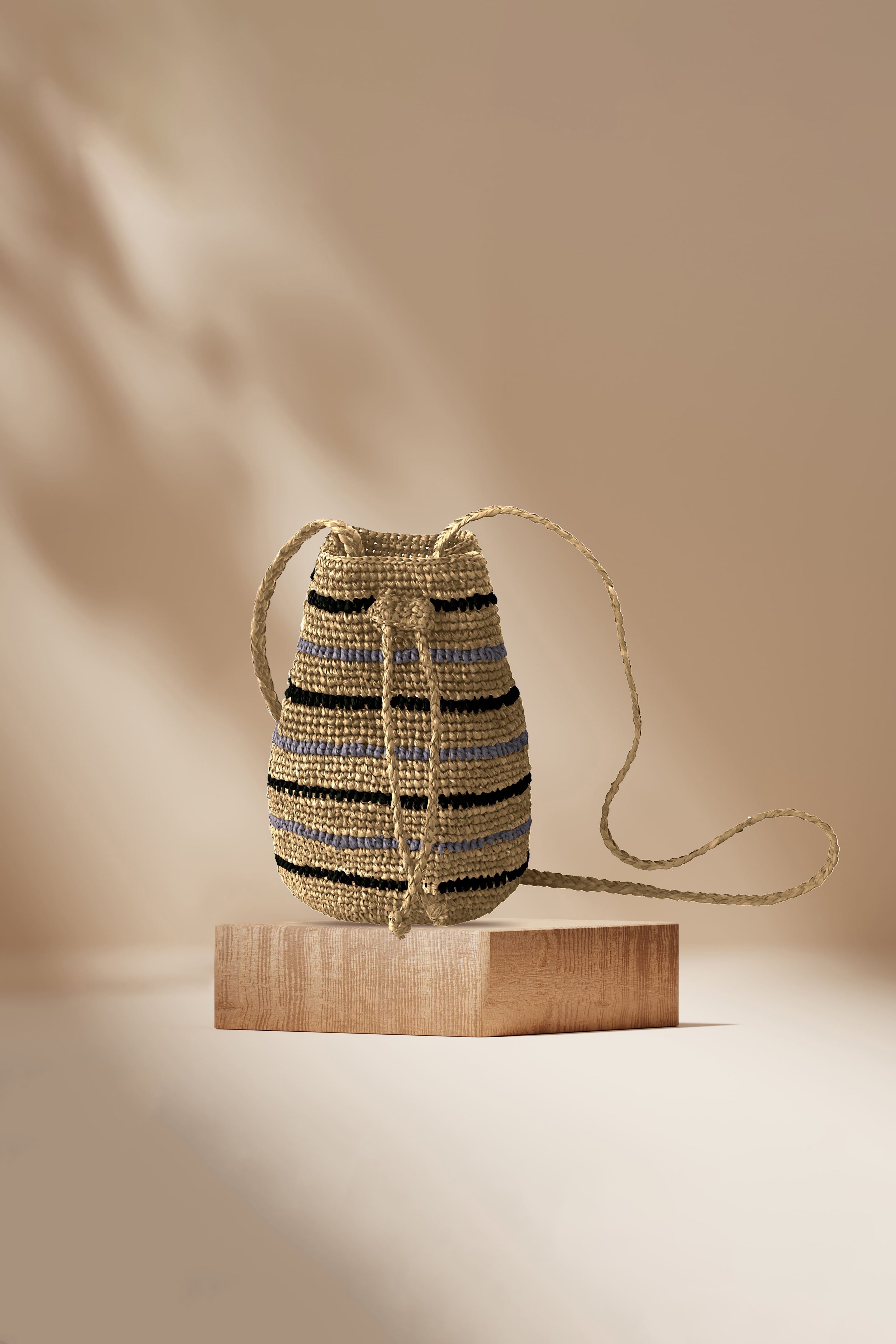 Jasna Raffia Bag - Grey, Natural, Black