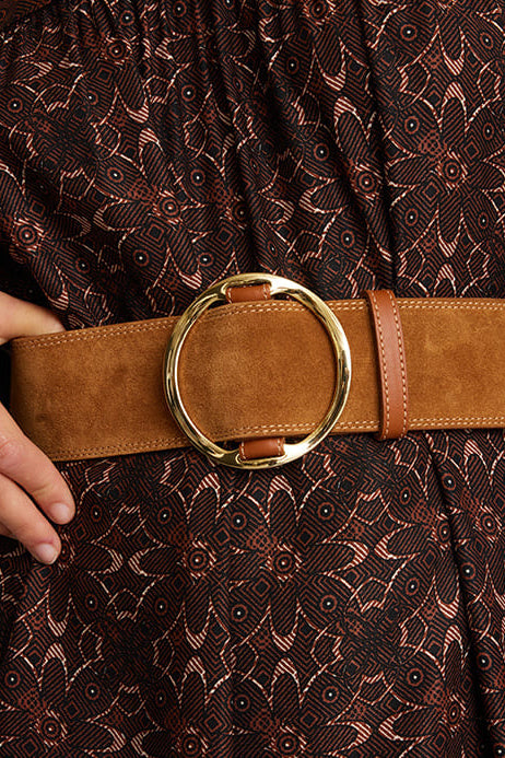 Idano Christie Leather Belt - Suede Camel - RUM Amsterdam
