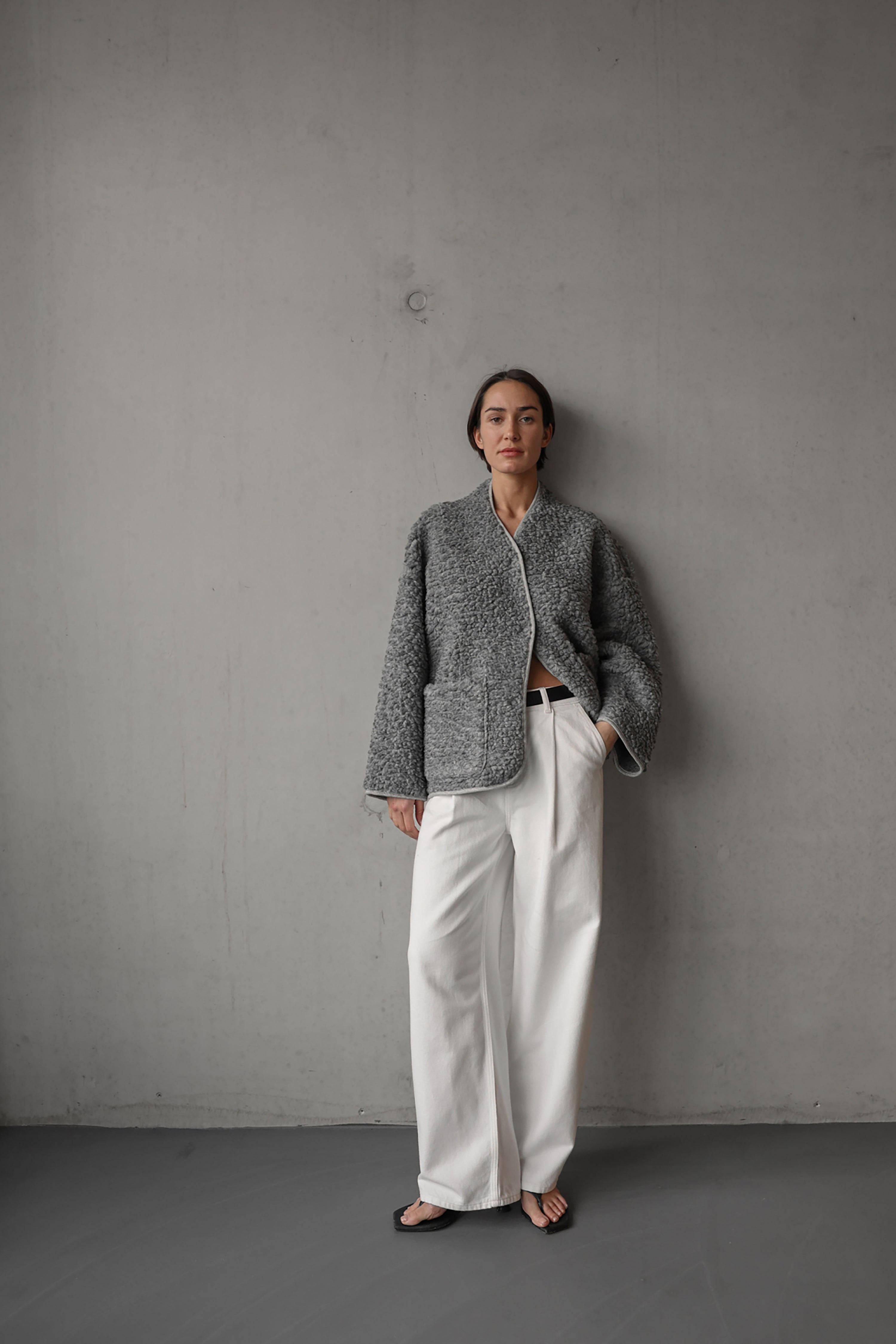 Athena Teddy Jacket - Grey Melange