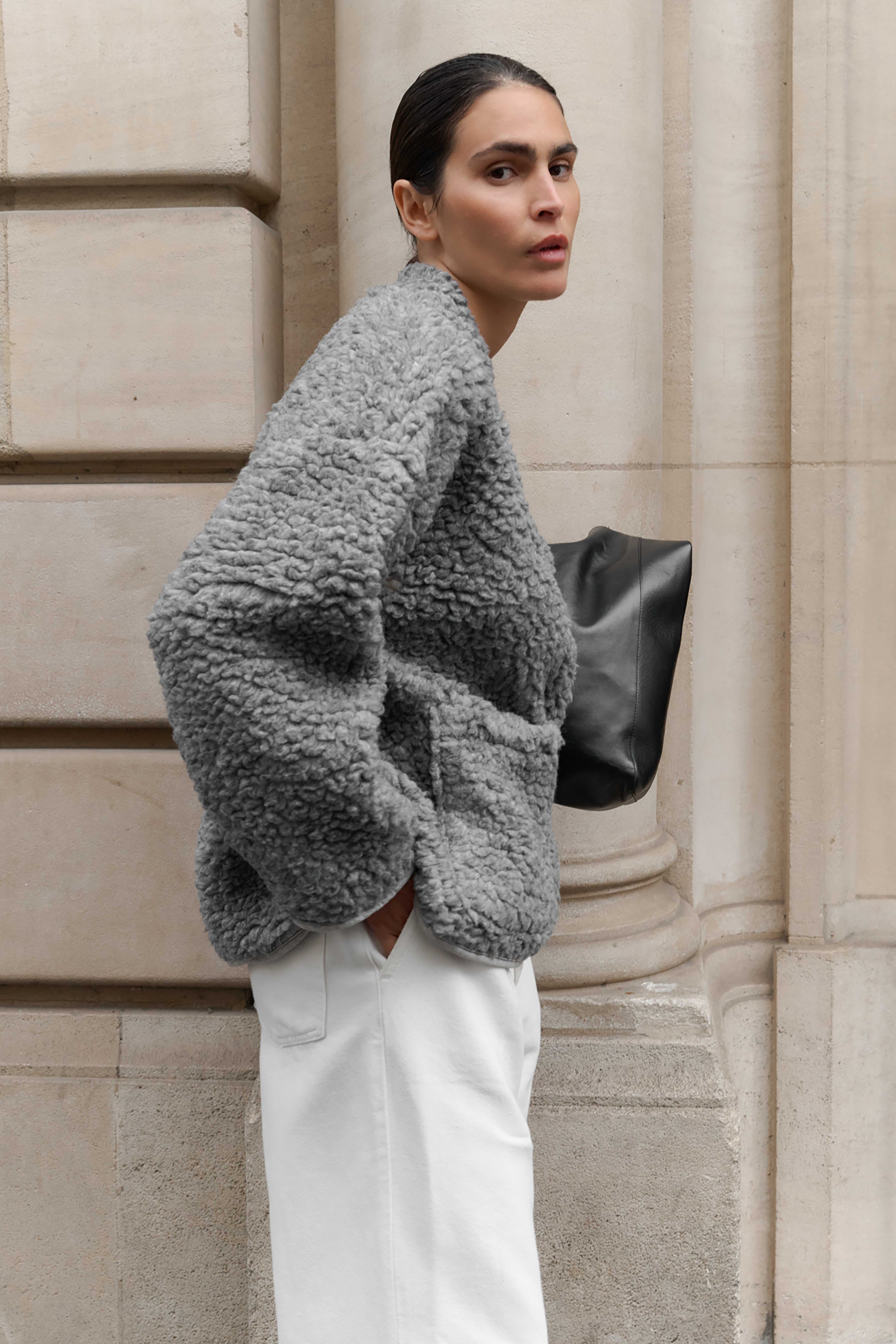 Athena Teddy Jacket - Grey Melange