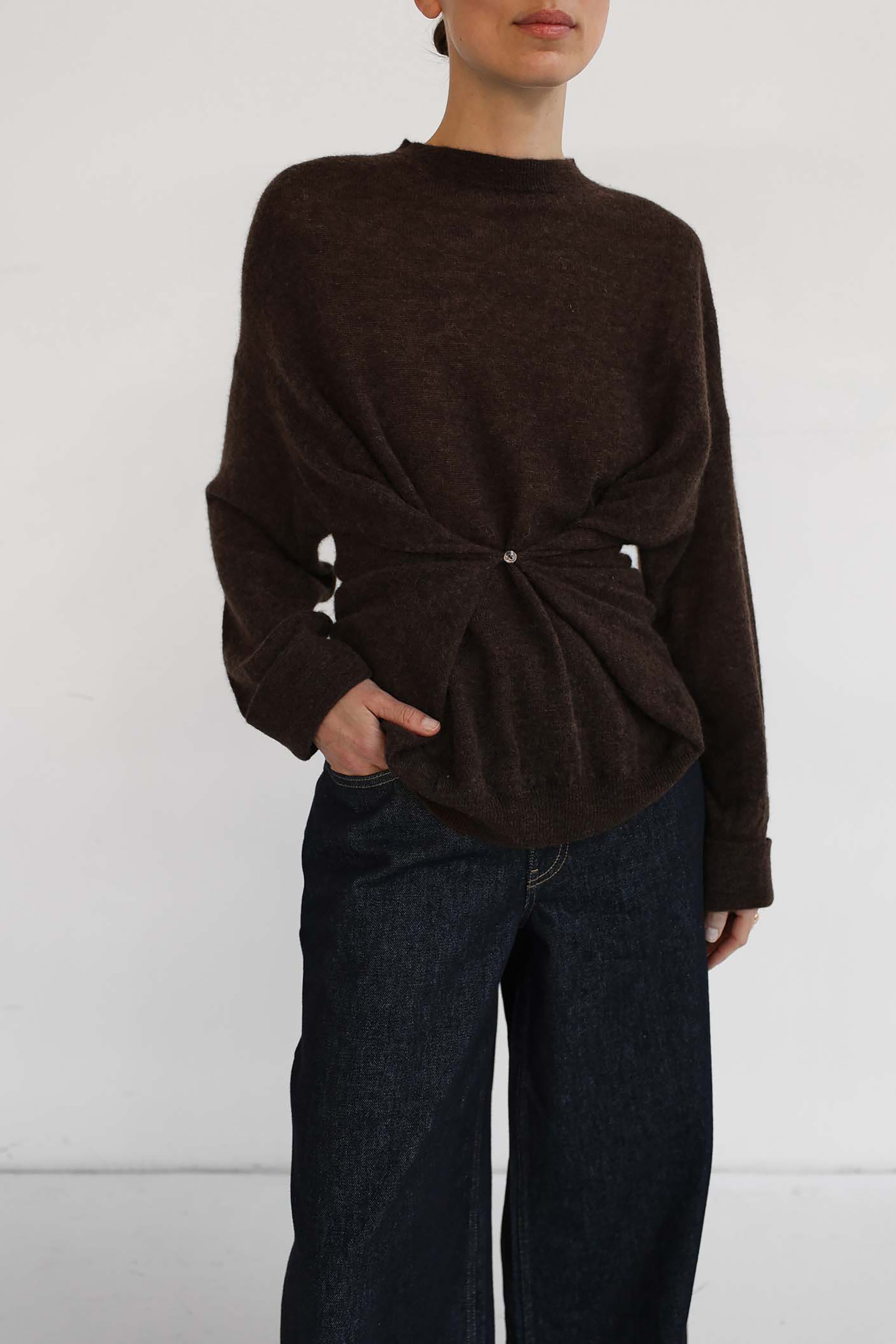 Helene Button Knit Top - Fudge