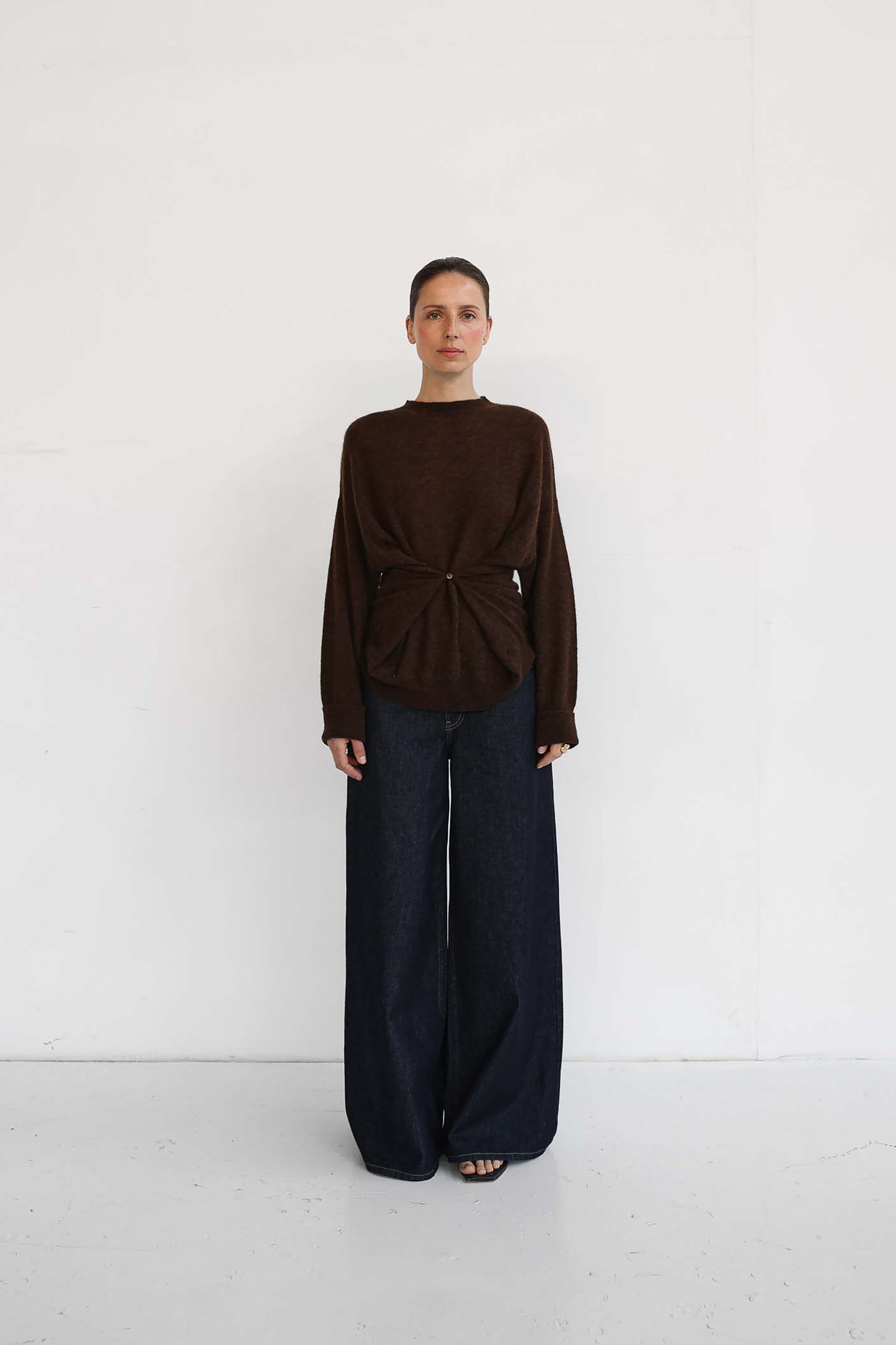 Helene Button Knit Top - Fudge