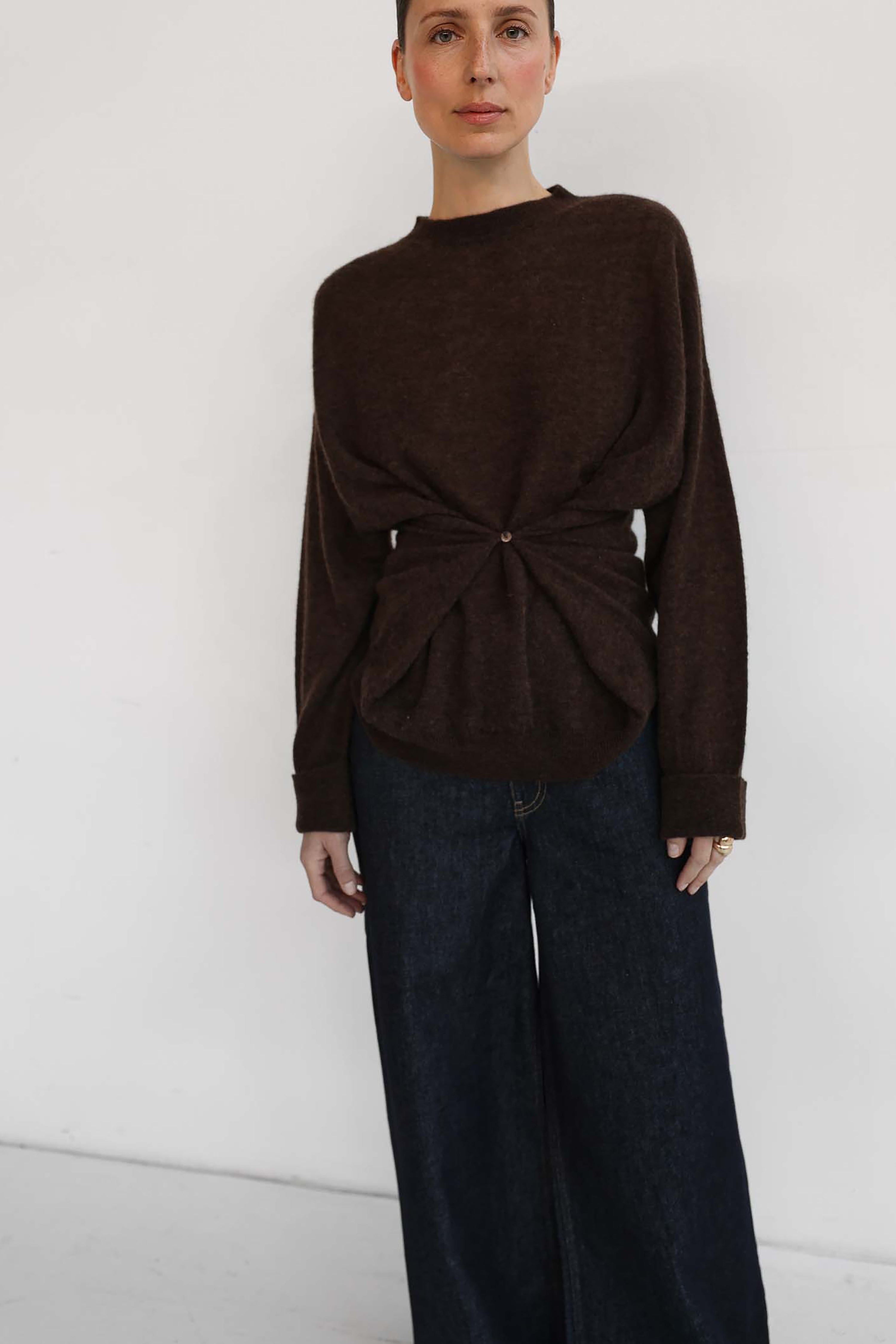 Helene Button Knit Top - Fudge