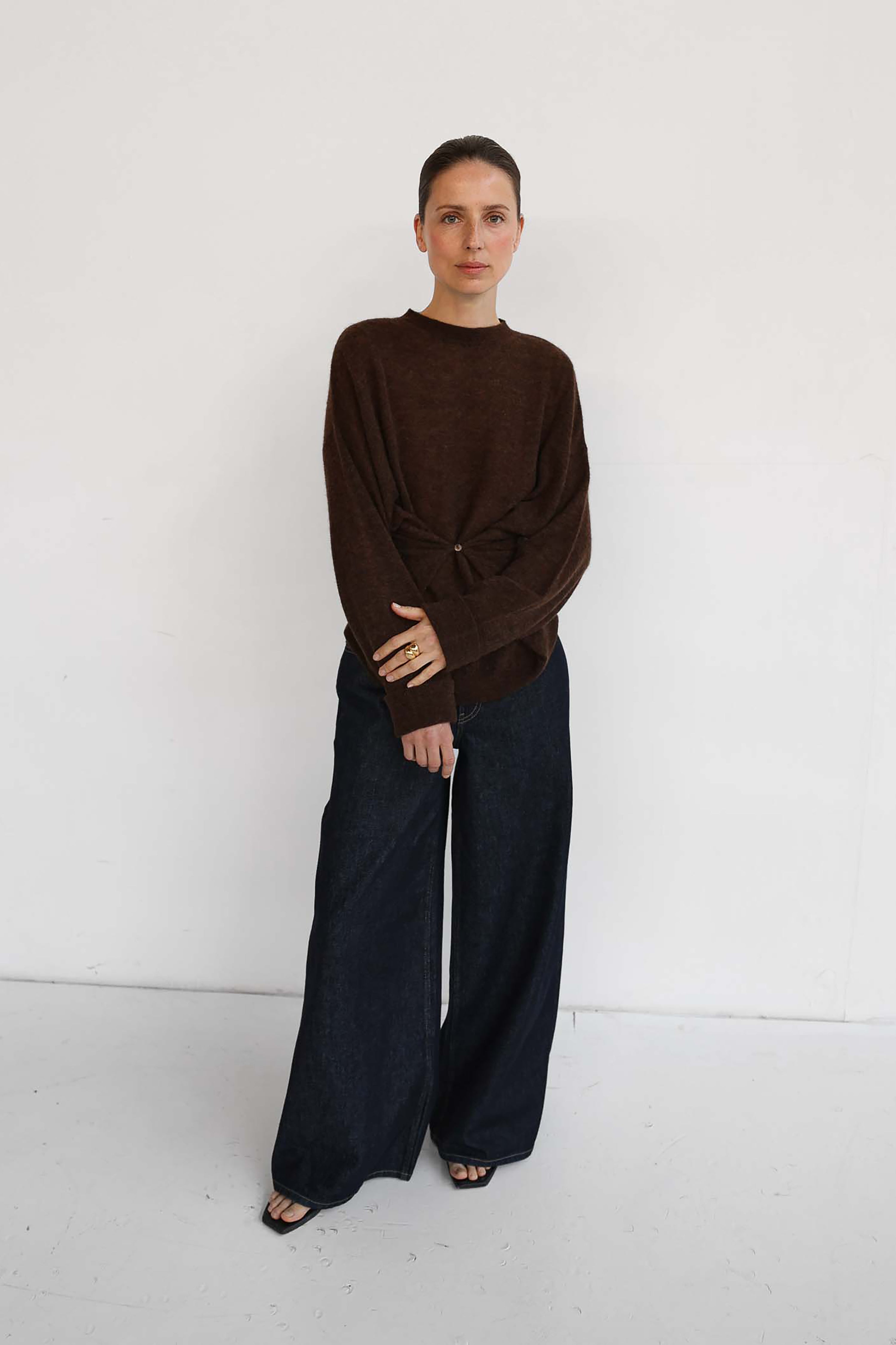 Helene Button Knit Top - Fudge