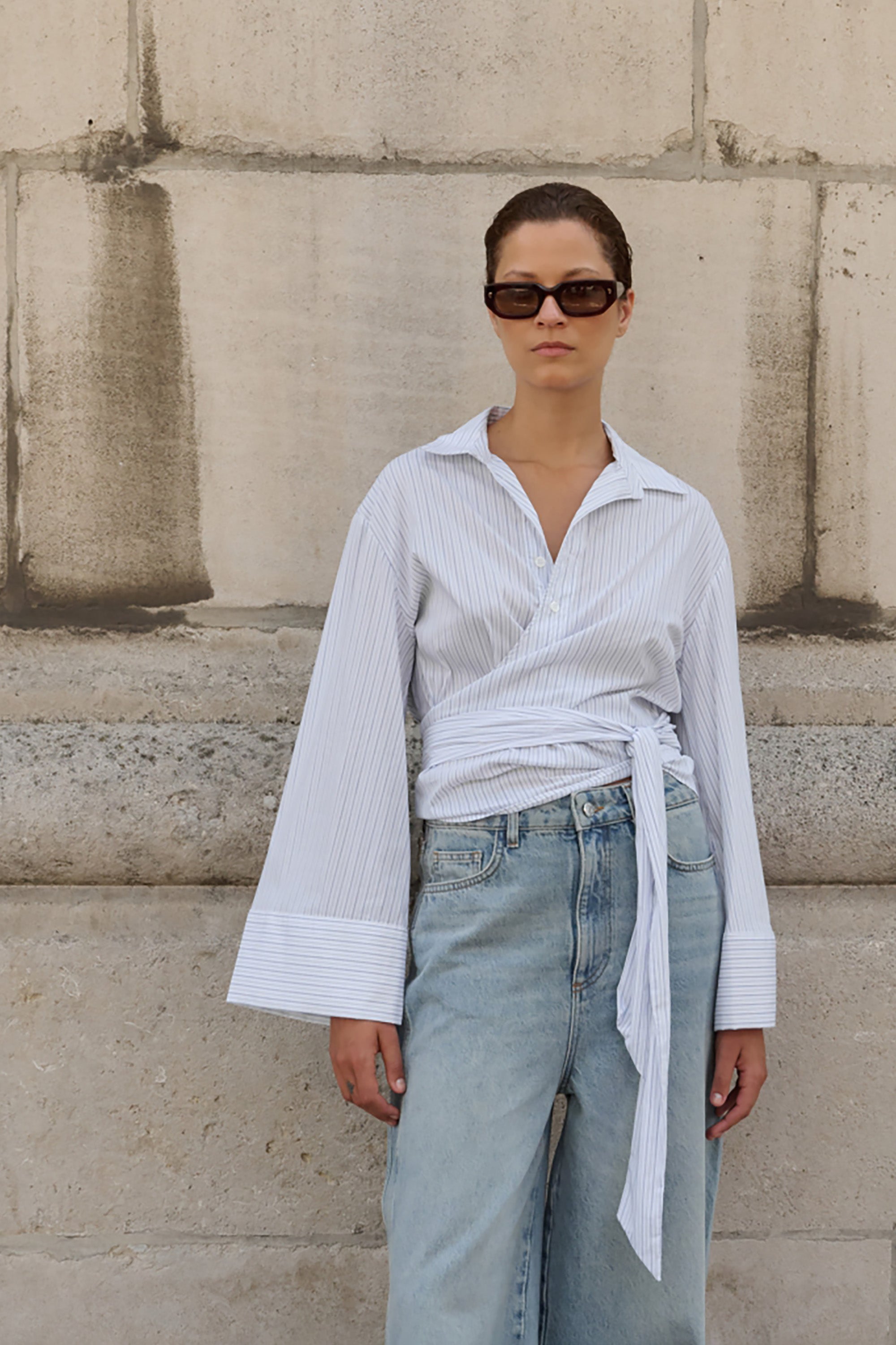 Macy Blouse - Blue Striped