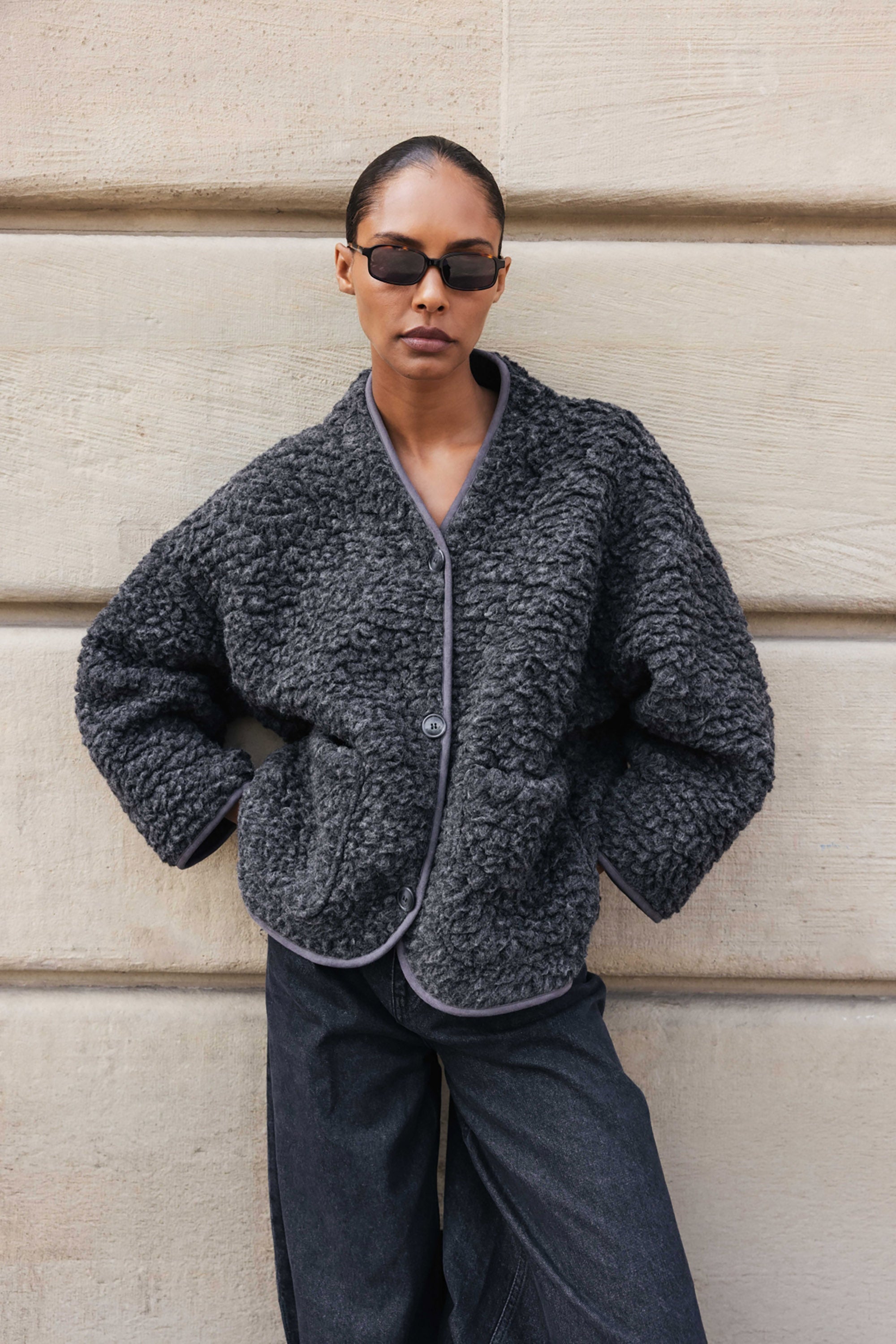 Una Teddy Jacket - Grey Melee