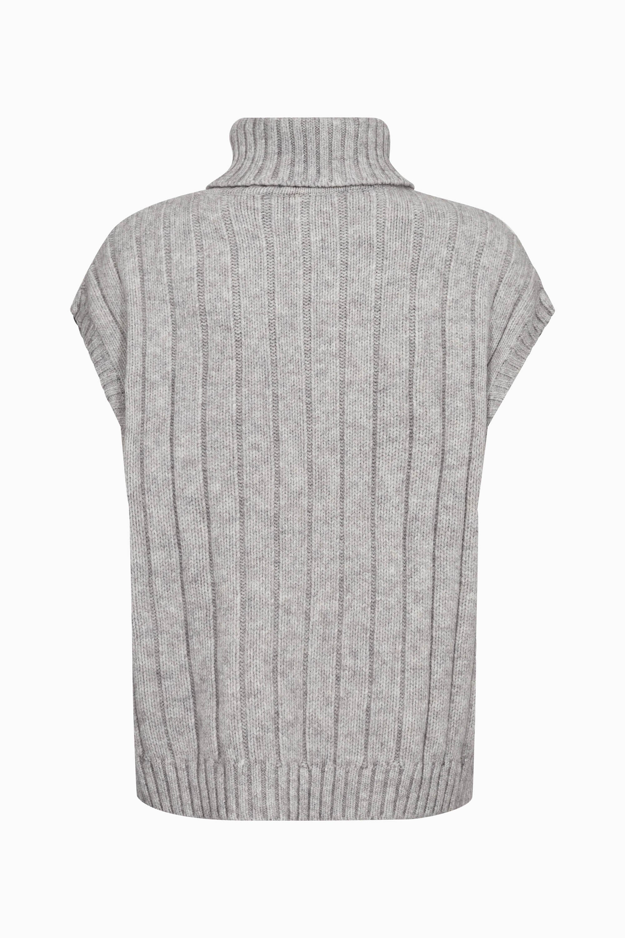 Row Oversize Cable Knit Vest - Grey Melange