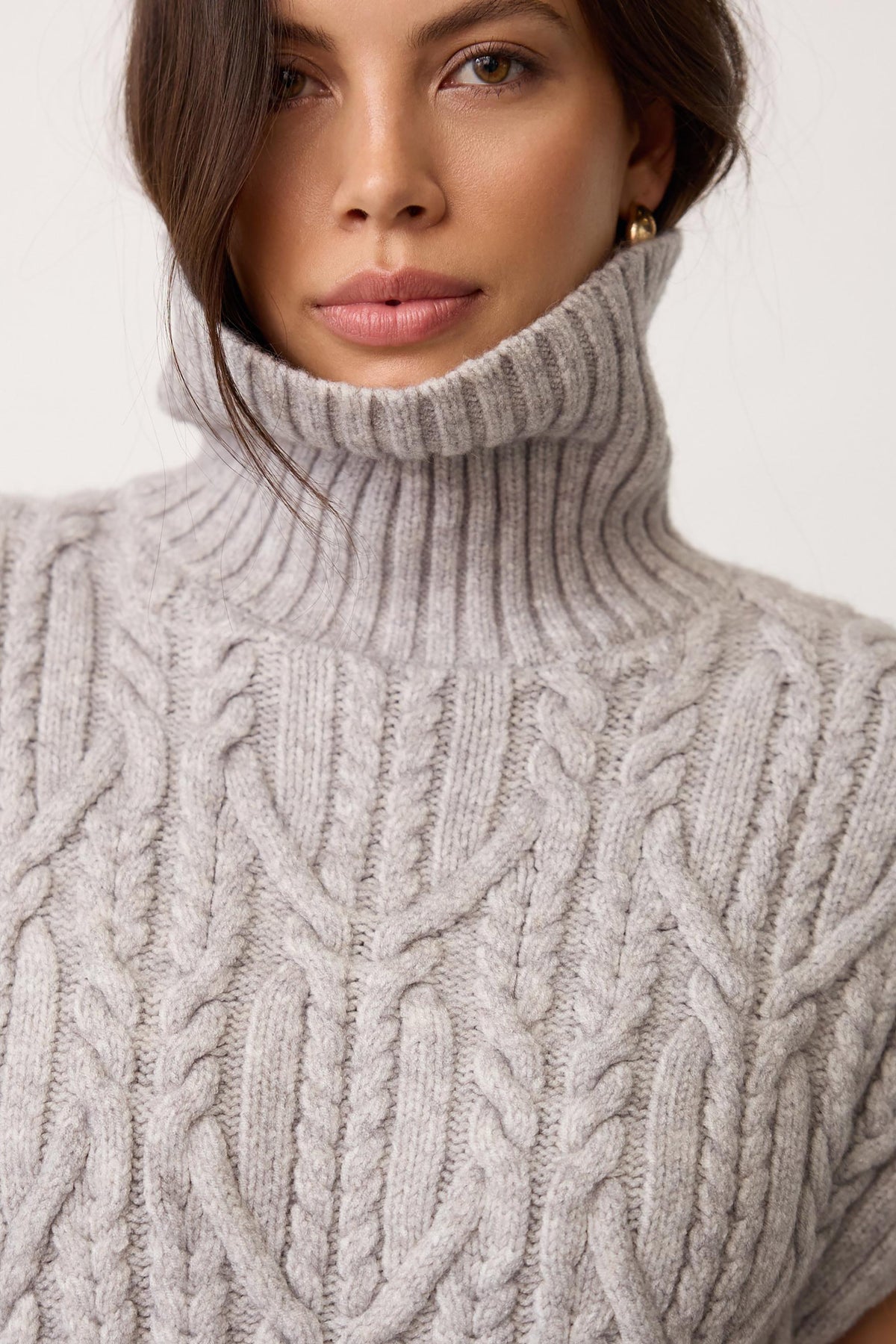  Row Oversize Cable Knit Vest - Grey Melange - RUM Amsterdam