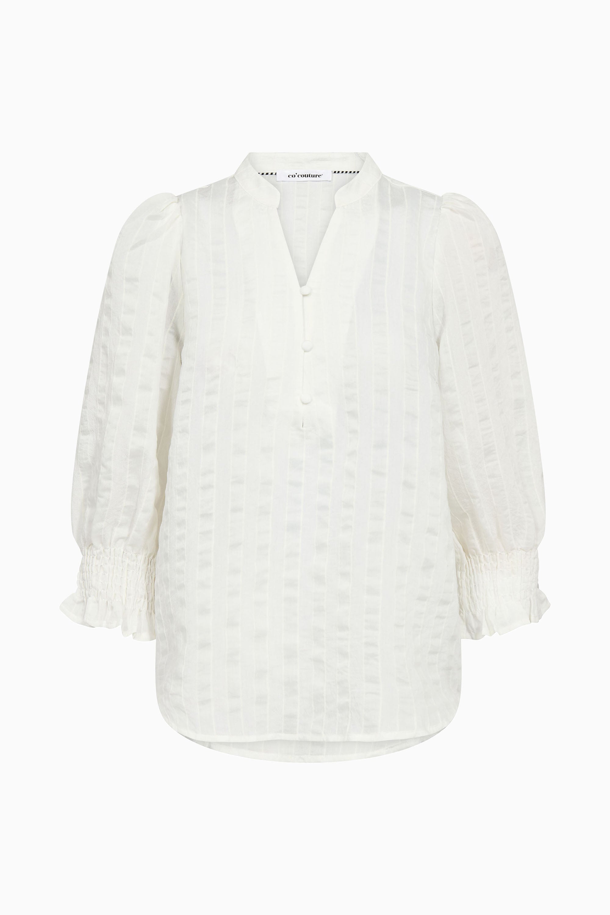 Saila Stripe SS V-Blouse - White