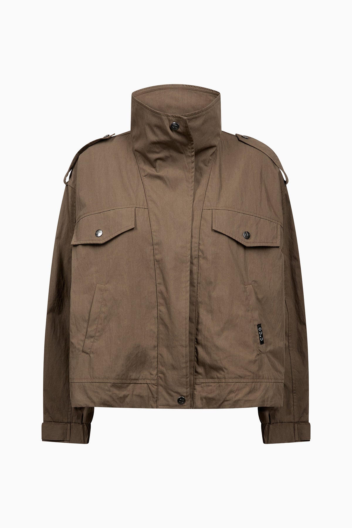 Alina Double Funnel Neck Jacket - Brown