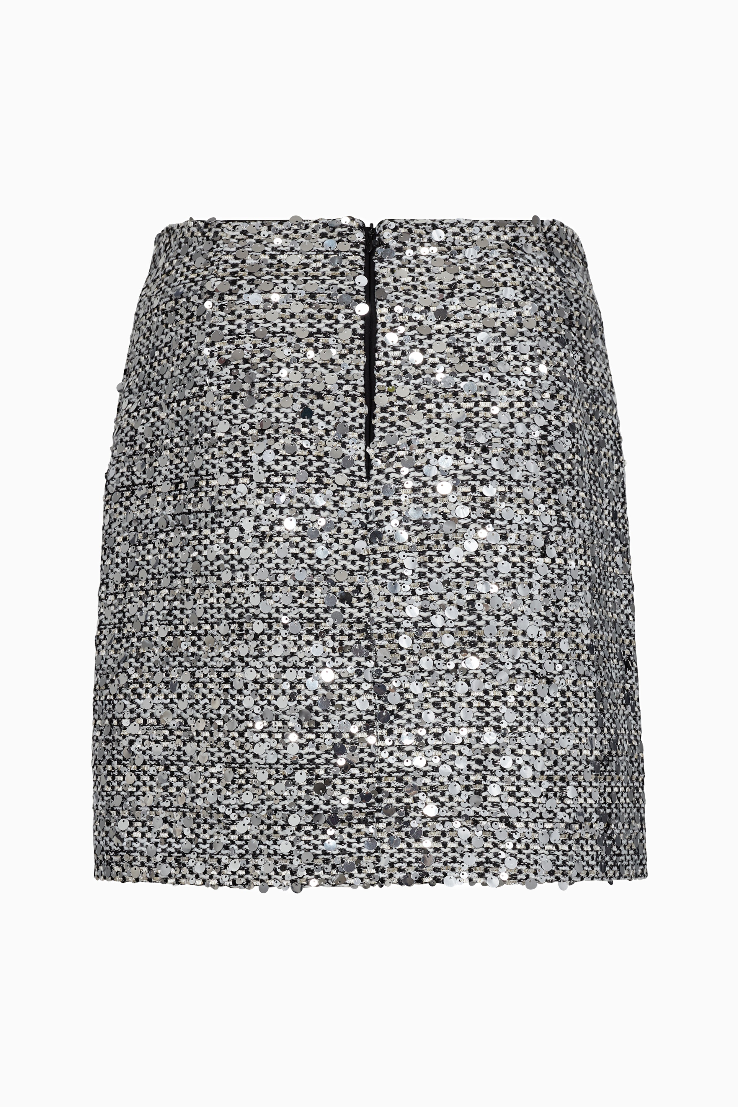 Boucle Sequin Mini Skirt - White/Black