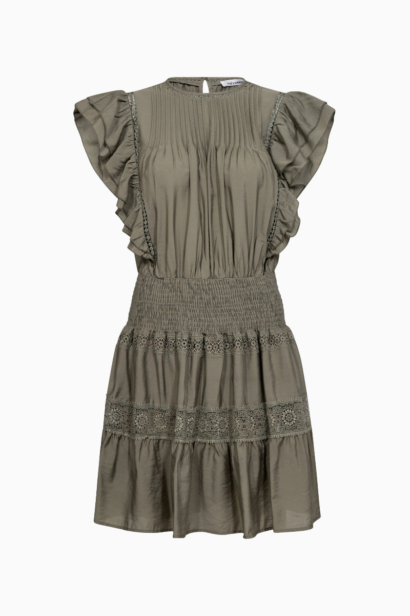 Callum Frill Pintuck Dress - Army