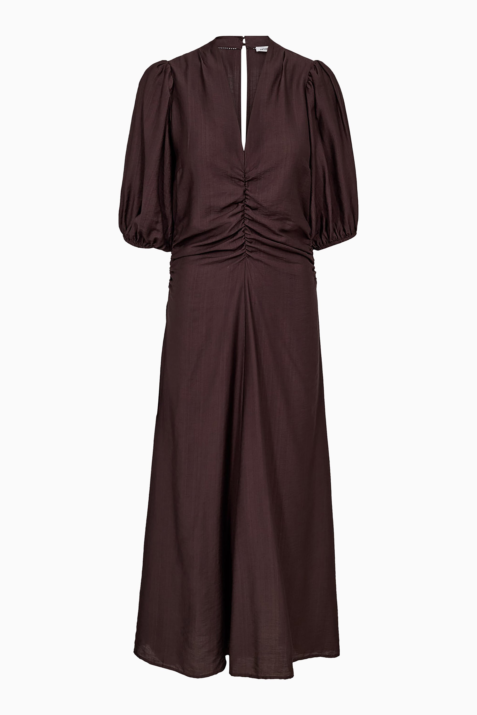 Hera SS Puff Dress - Dark Brown
