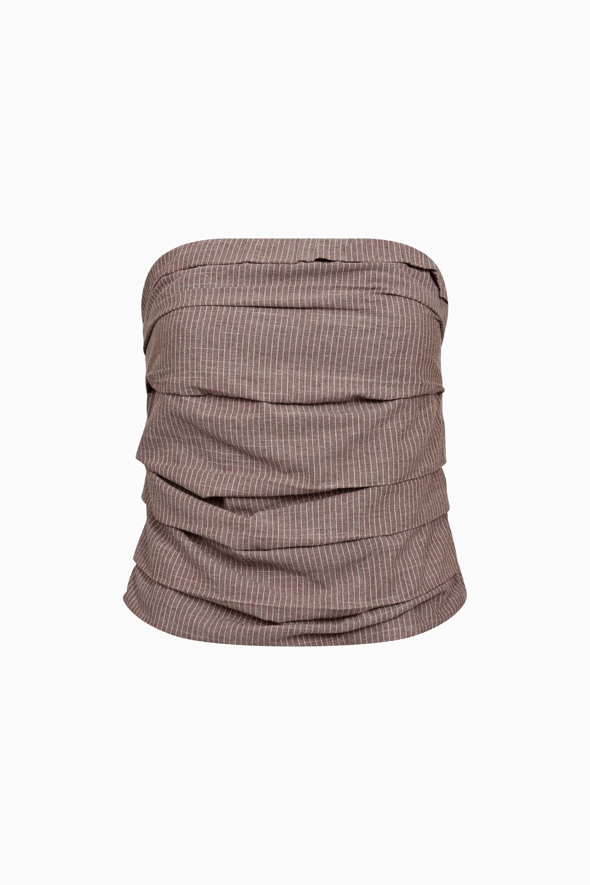 Jiho Stripe Tube Top - Brown