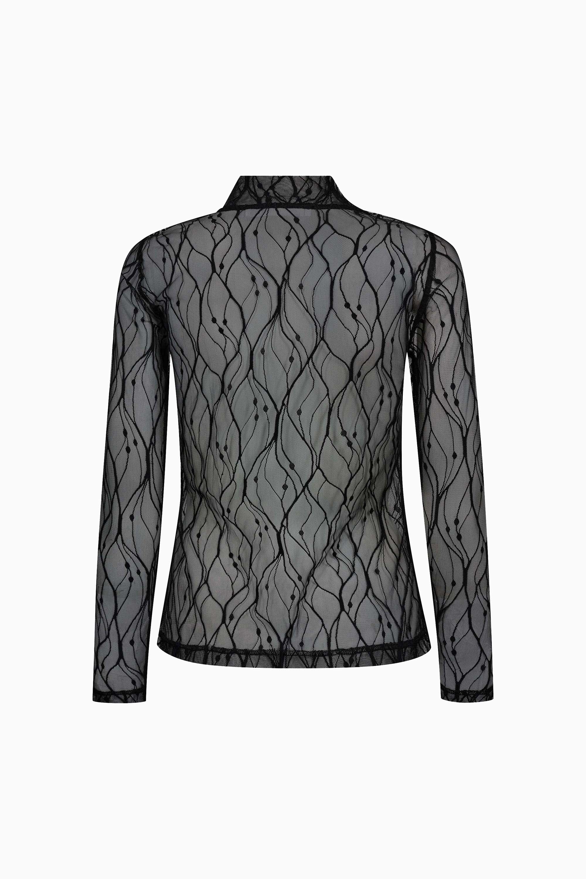 Mercy Mesh Turtleneck Top - Black