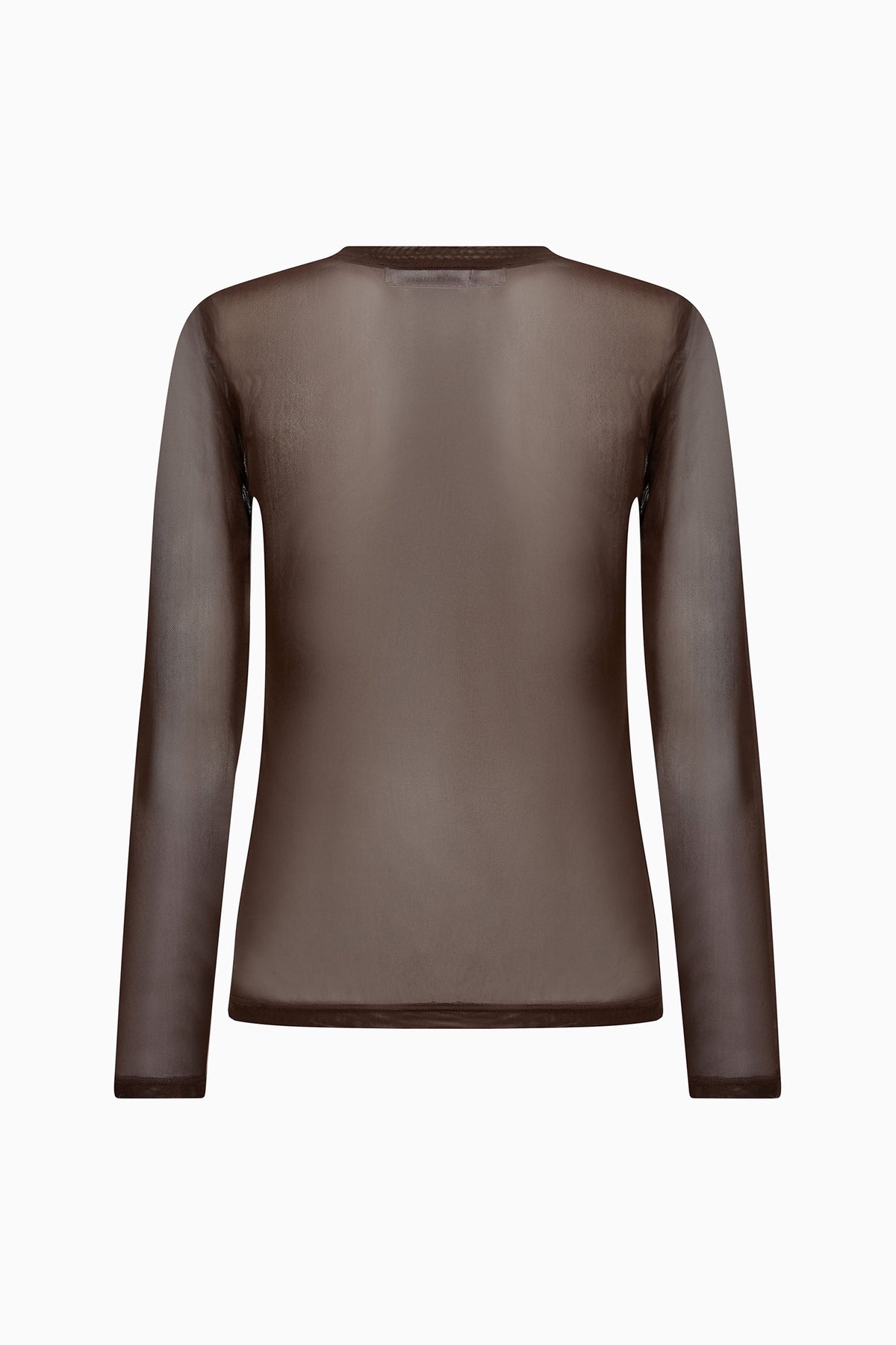 Mesh O-Neck Blouse - Brown