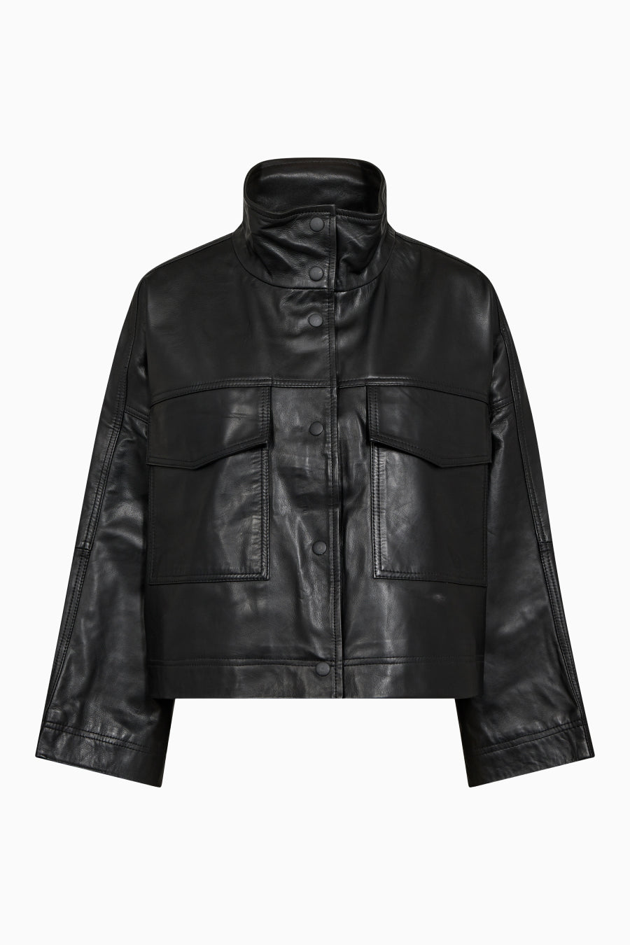  Phoebe Leather Box Jacket - Black - RUM Amsterdam