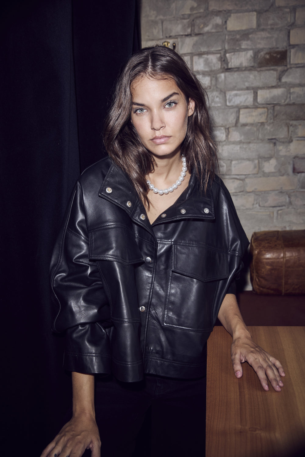 Phoebe Leather Box Jacket - Black