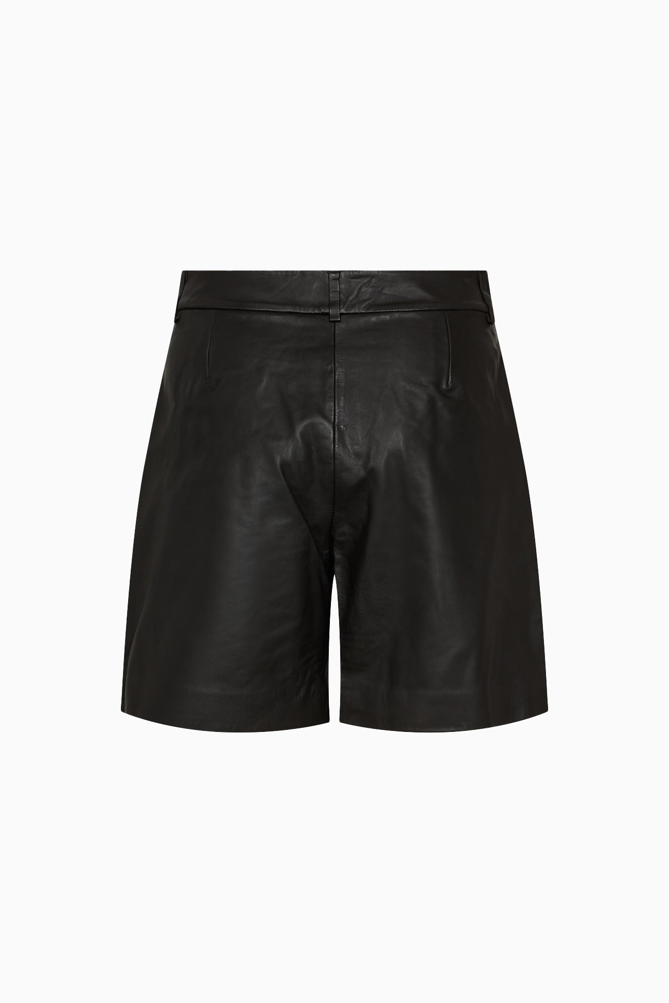 Phoebe Leather Pleat Shorts - Black