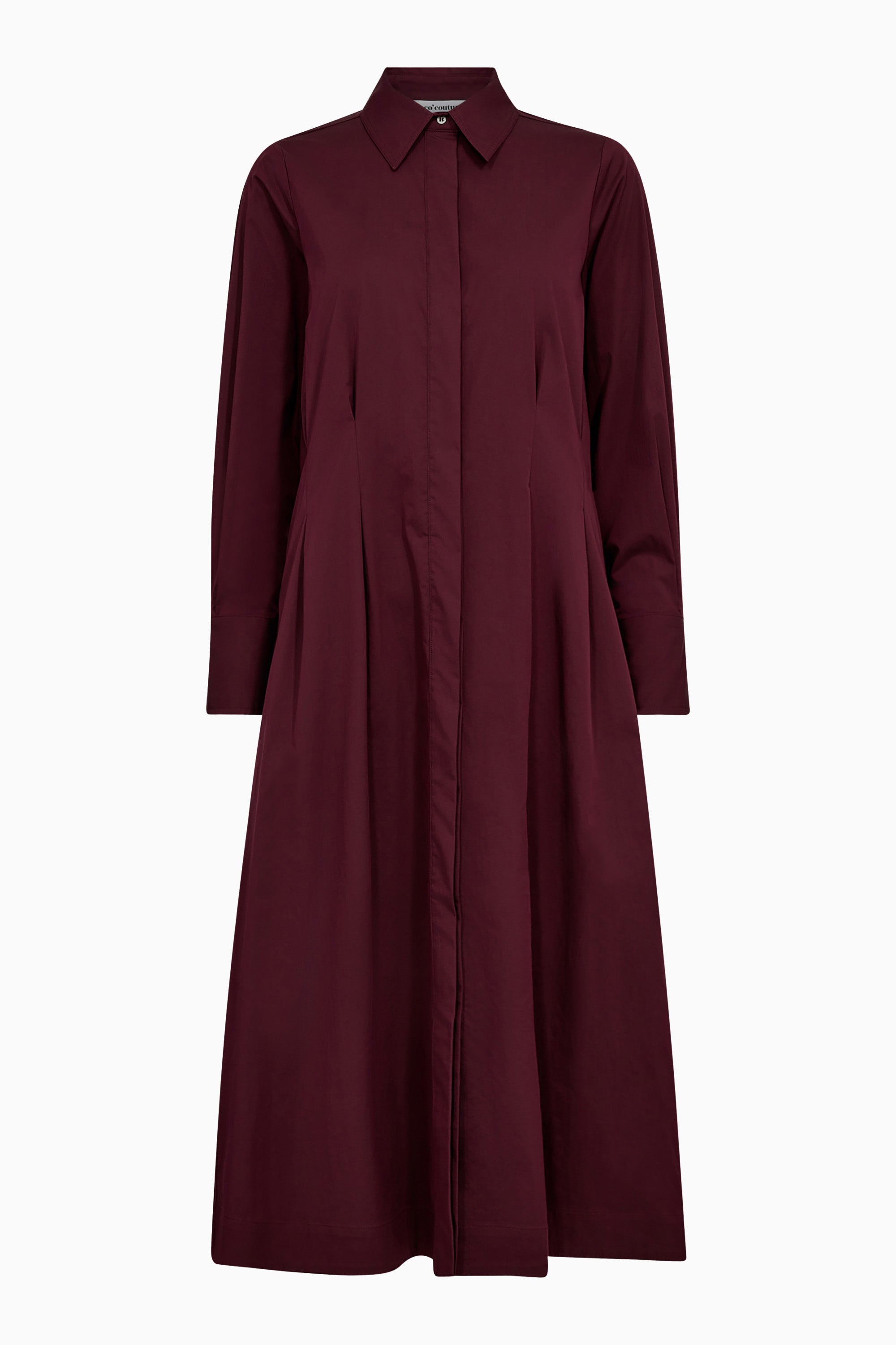 Poppy Shirt Long Dress - Wine Red