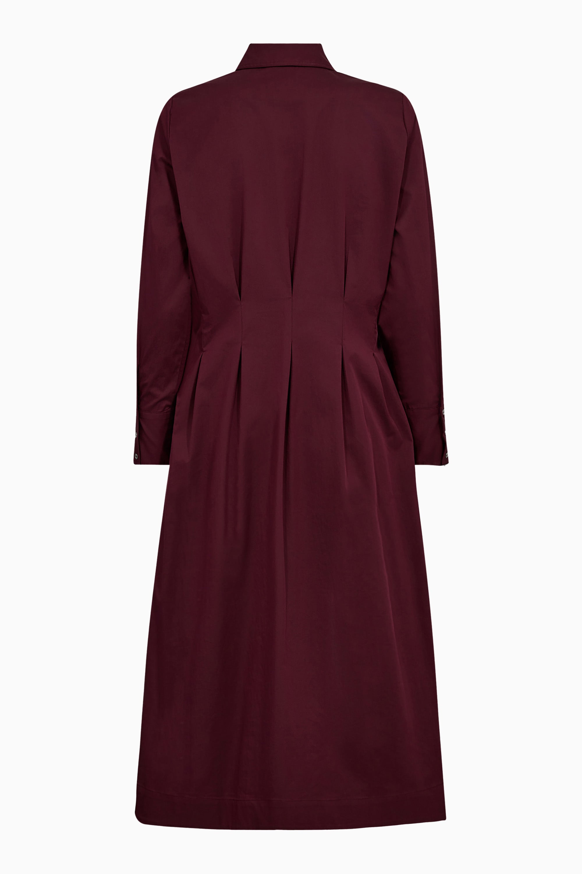 Poppy Shirt Long Dress - Wine Red