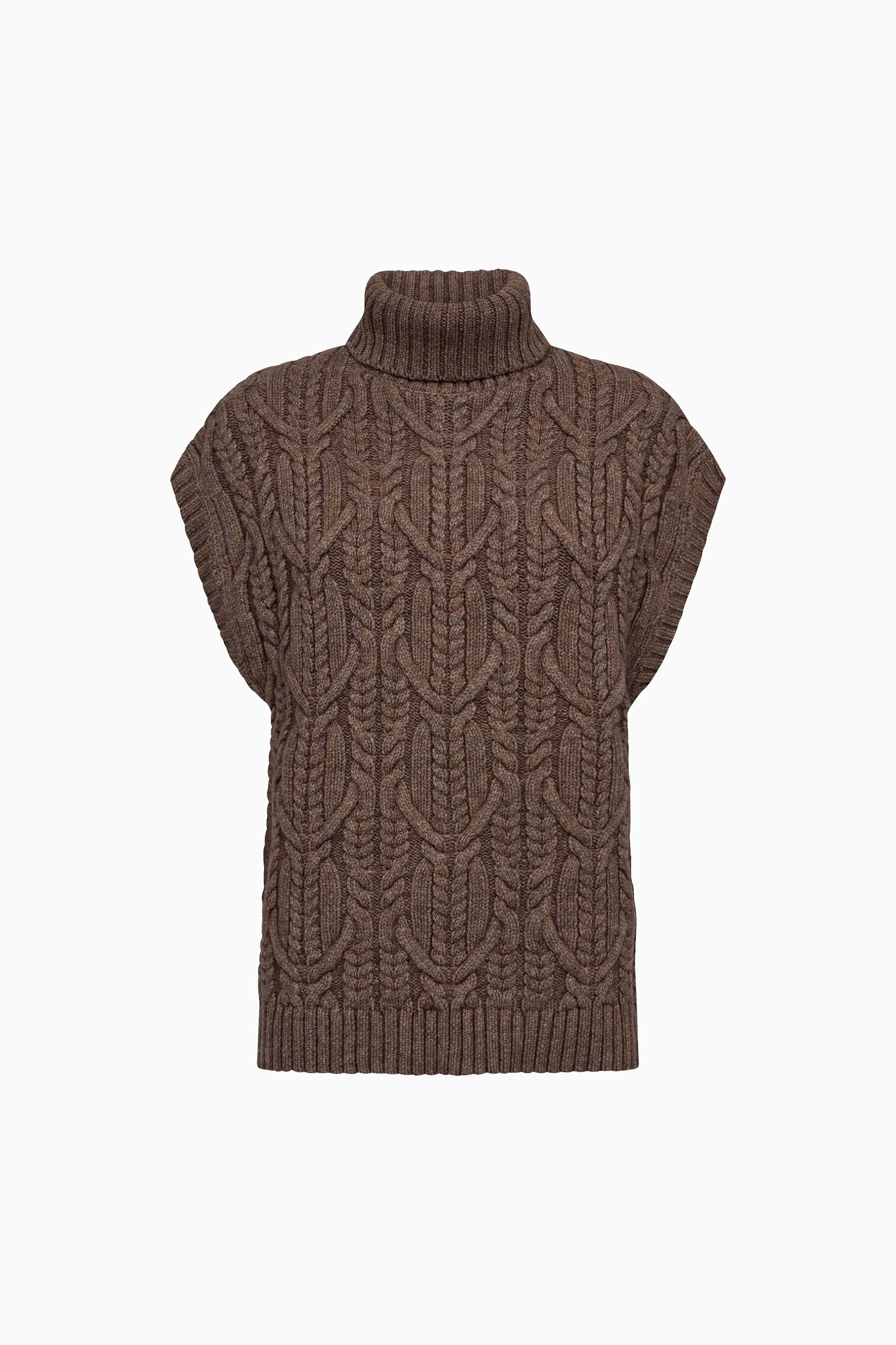 Row Oversize Cable Knit Vest - Walnut