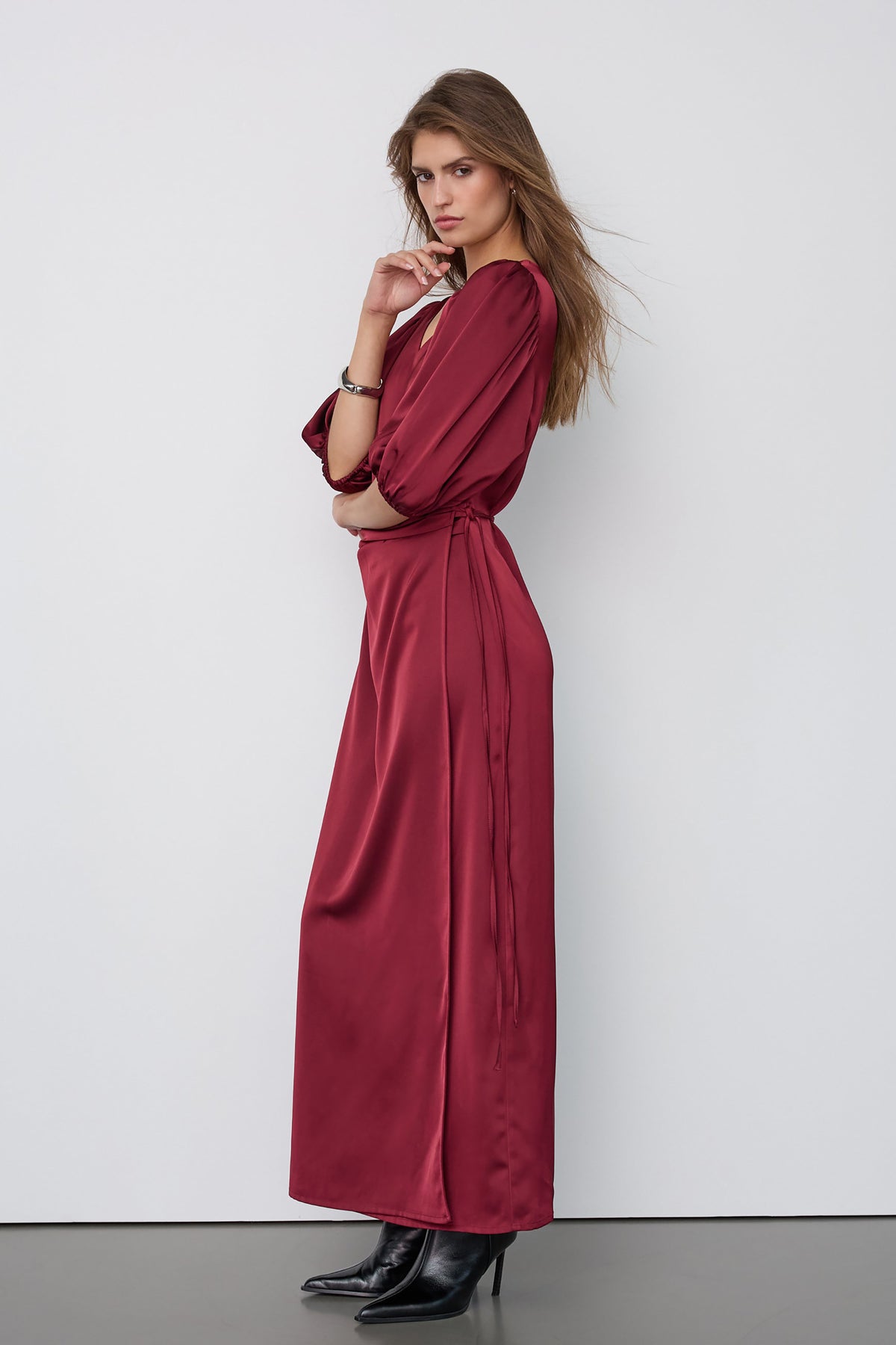 Safira Wrap Dress - Wine Red
