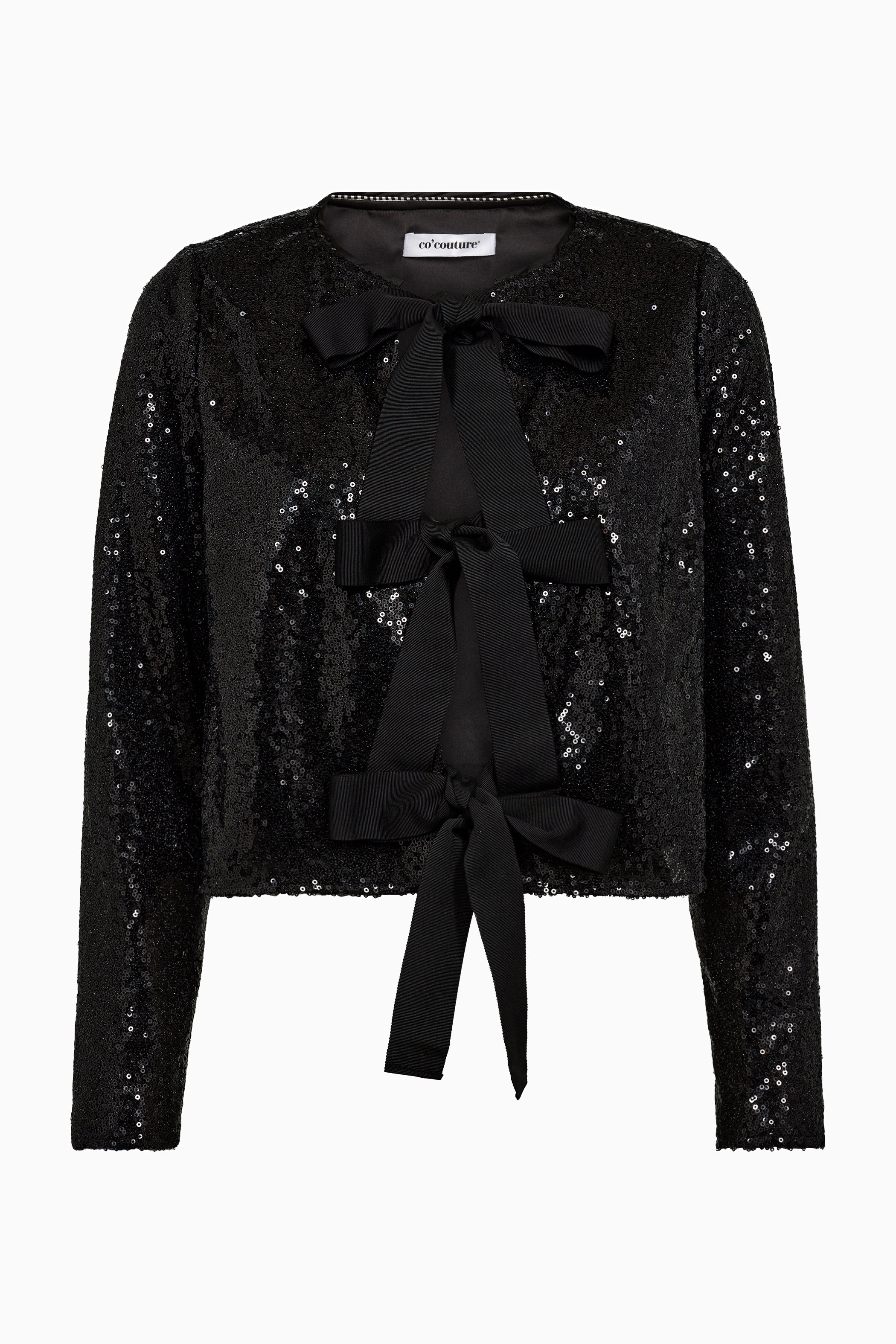  Stevie Sequin LS Bow Blouse - Black - RUM Amsterdam