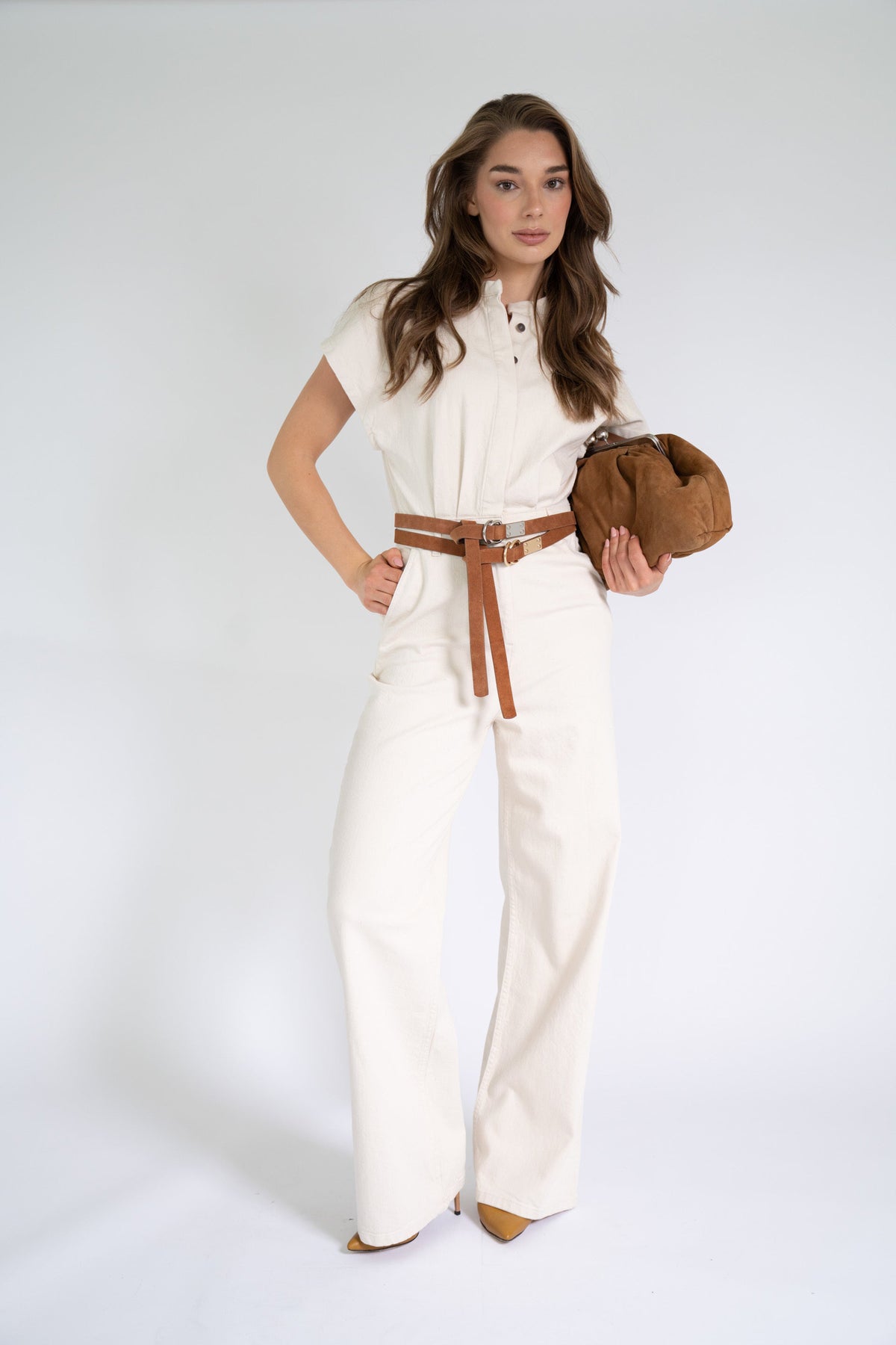 Haley Jumpsuit Denim - Beige