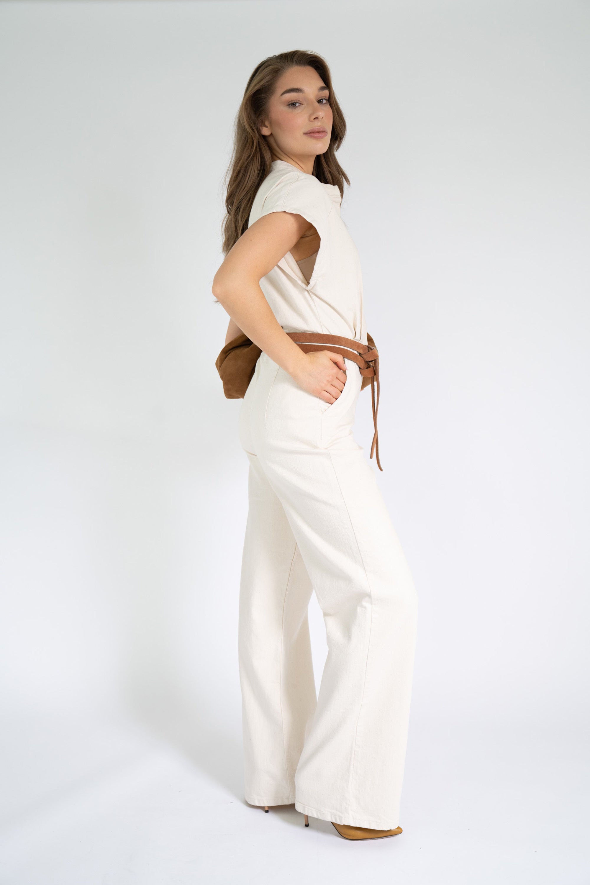 Haley Jumpsuit Denim - Beige