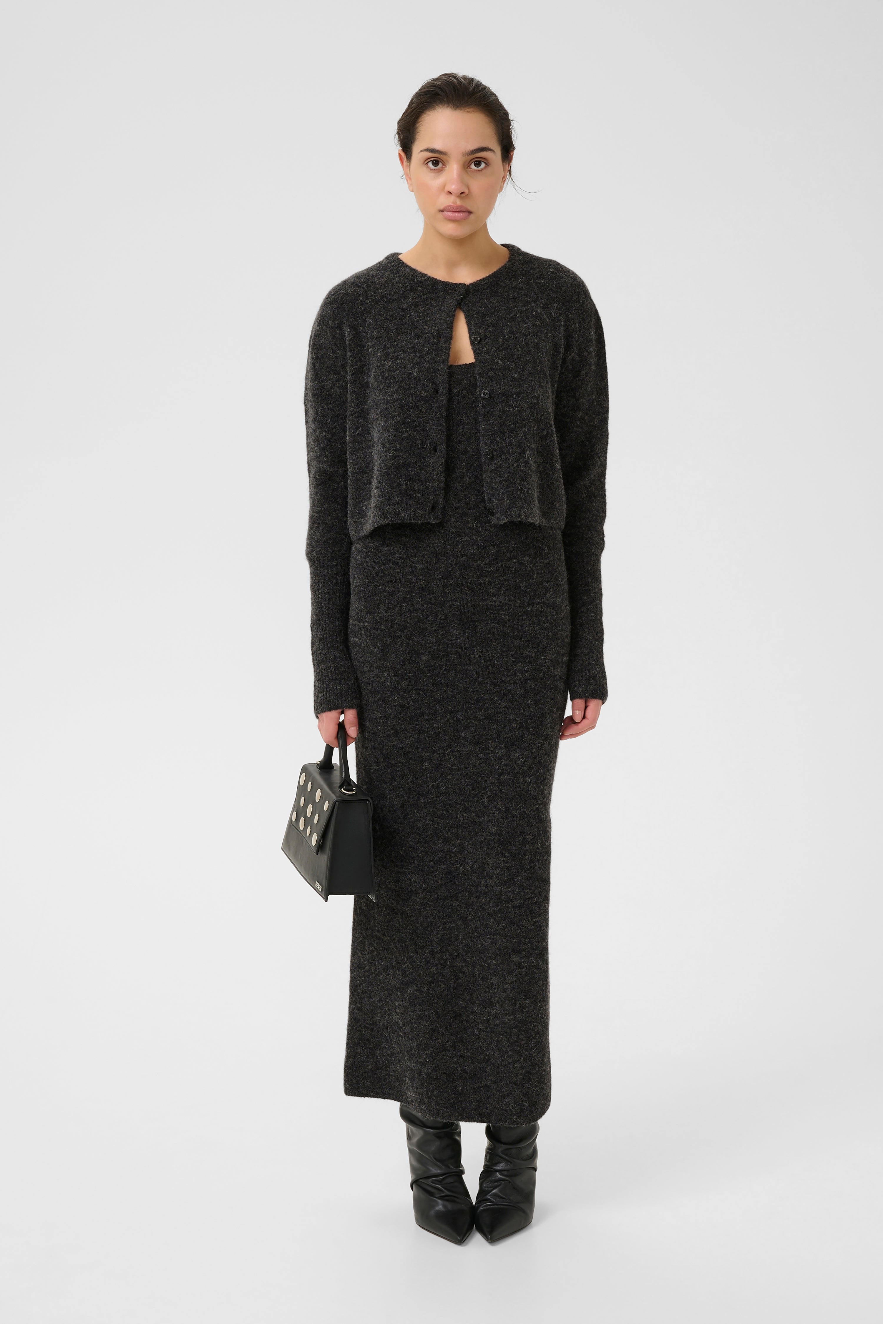 Alpha Twin Set Dress - Charcoal Melange