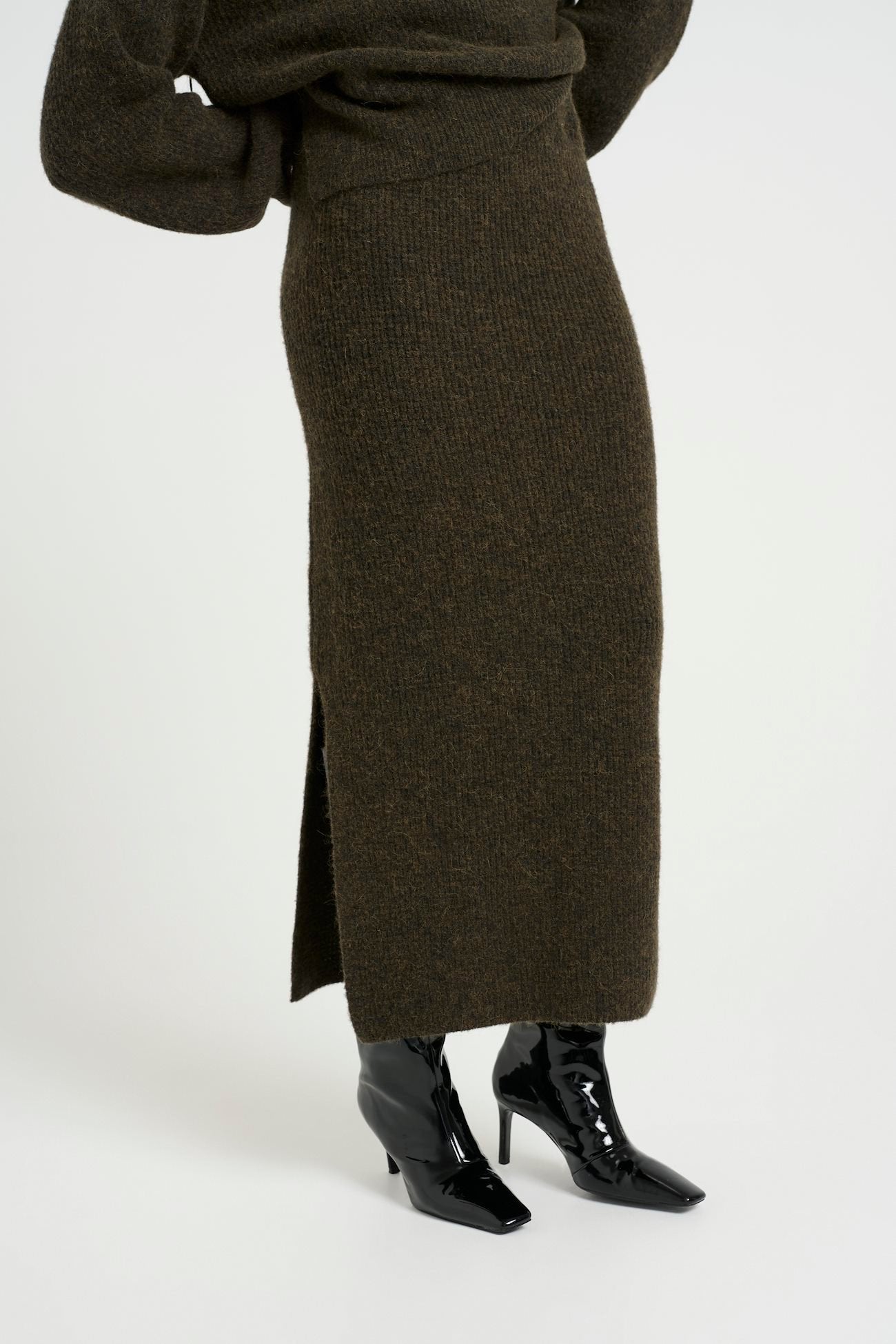 Alpha Long Skirt - Olive Melange