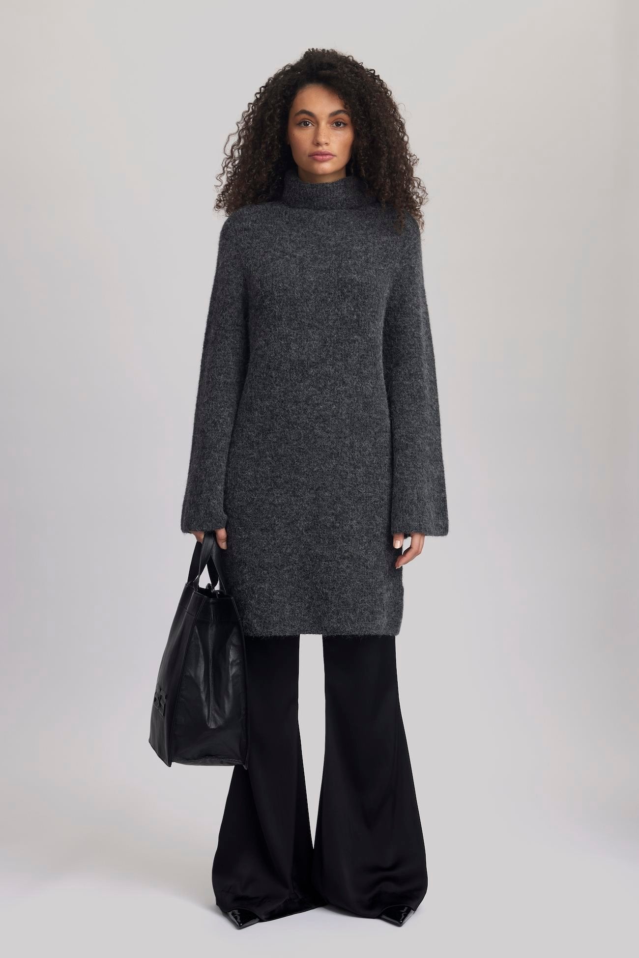 Gestuz Alpha Rollneck Dress - Charcoal Melange - RUM Amsterdam