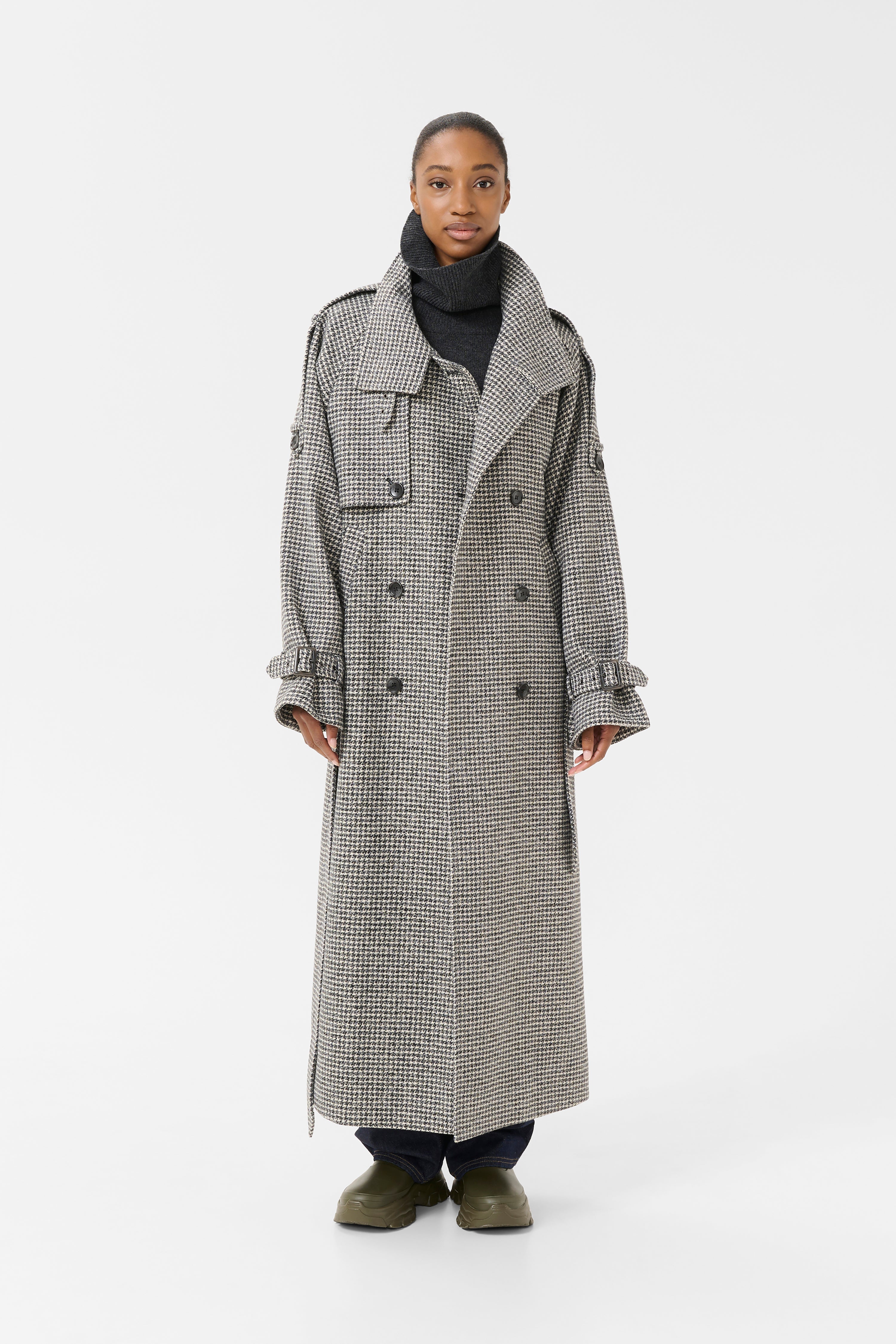  Avic Coat - Black / White Houndstooth - RUM Amsterdam