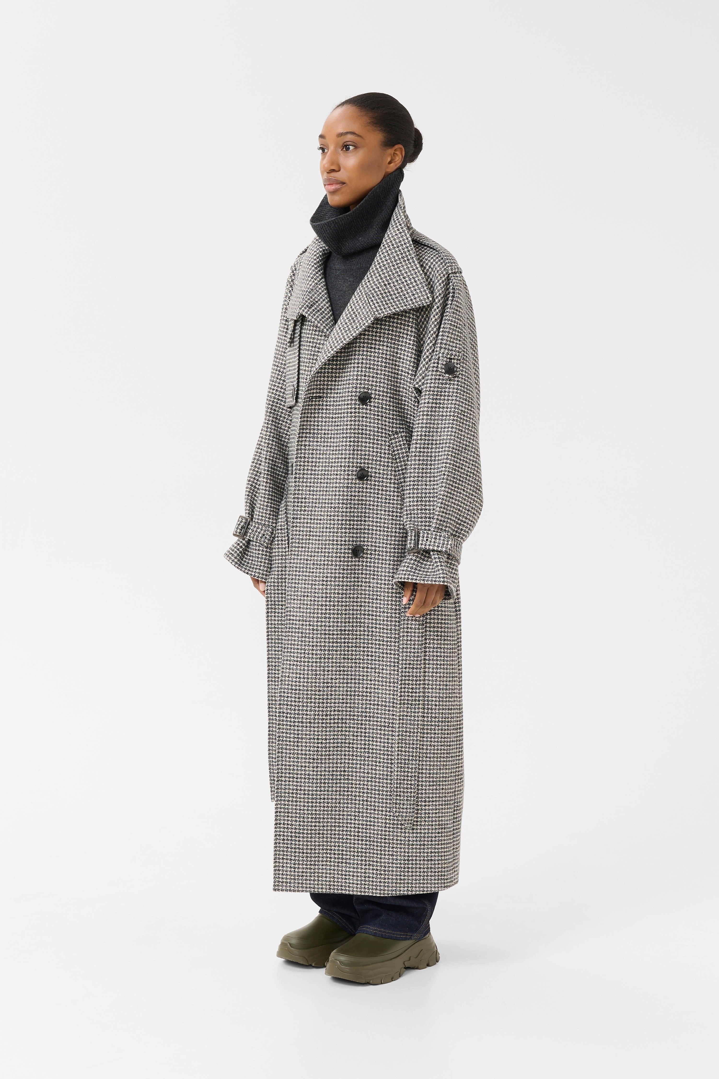  Avic Coat - Black / White Houndstooth - RUM Amsterdam