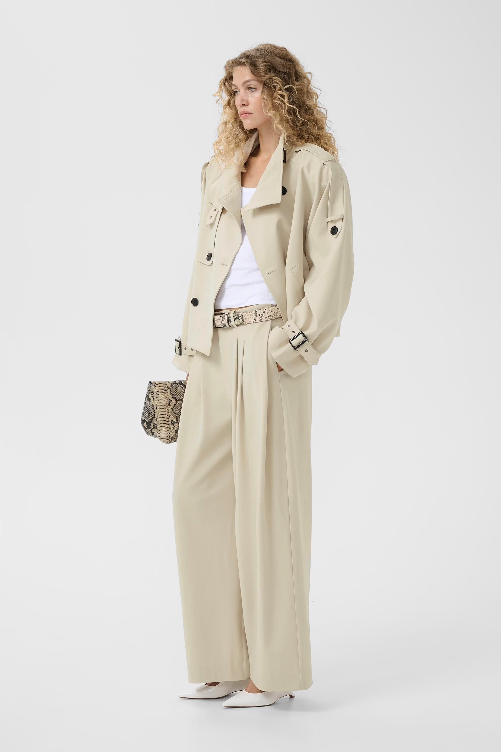 Avic Short Trench Jacket - Ancient Scroll