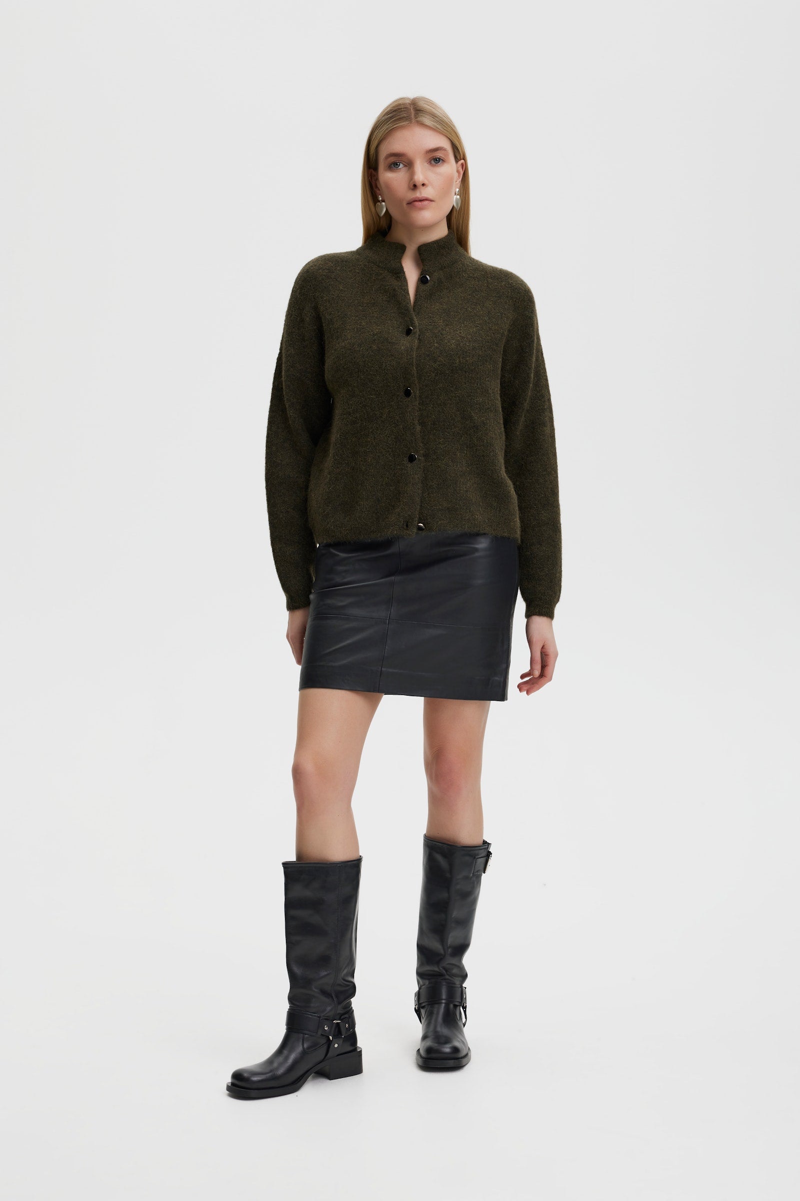 Char Leather Mini Skirt - Black