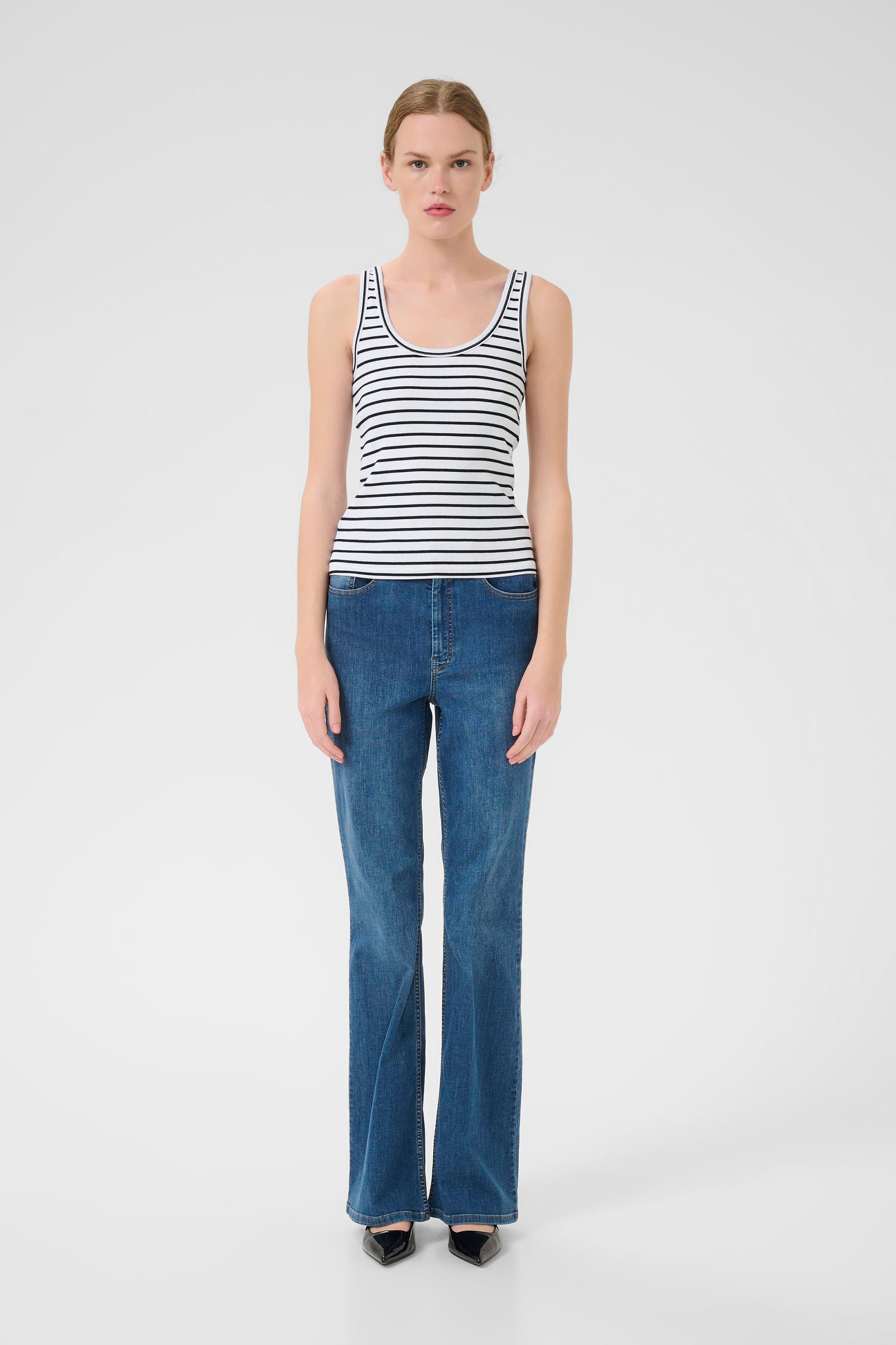 Drew SL Reversible Stripe Top - Bright White Black